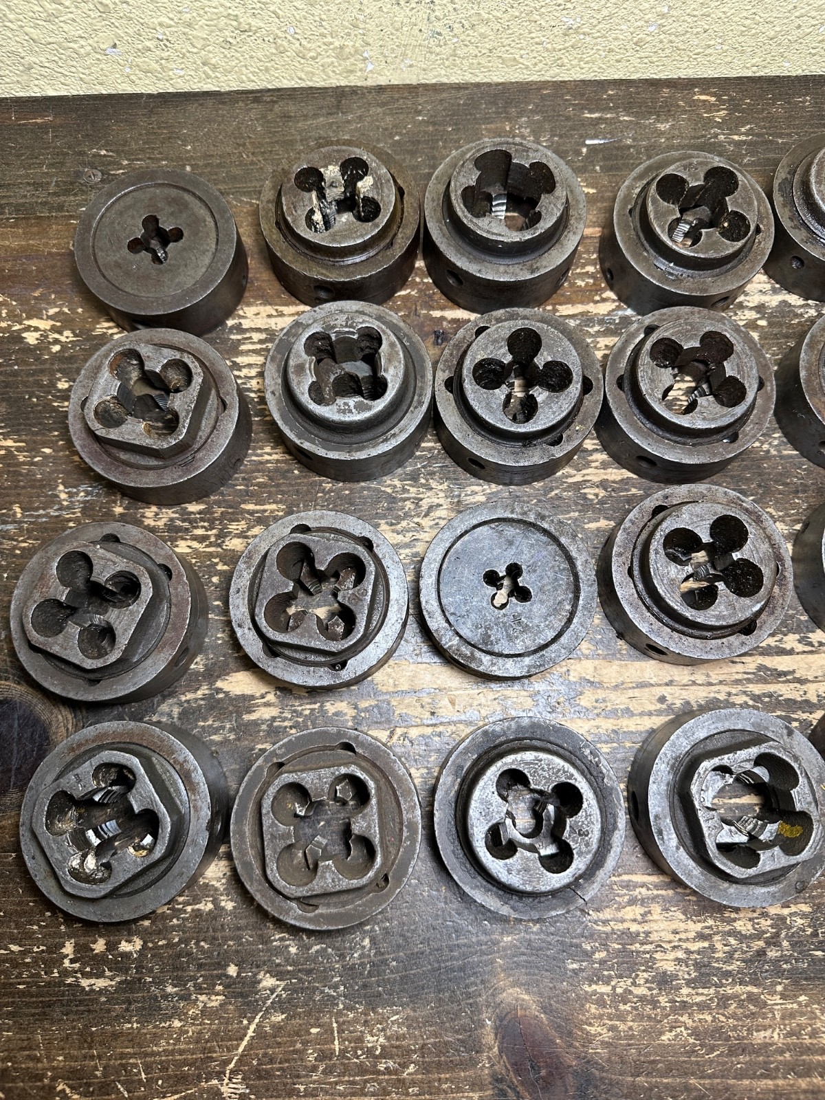 Vintage GTD Little Giant Adjustable Round Threading Dies Lot w/ Die Stocks USA