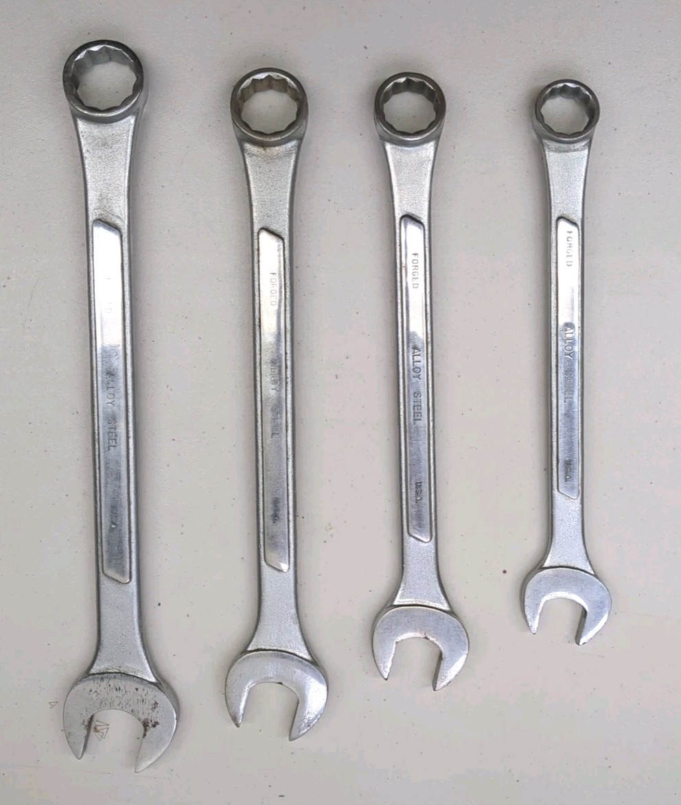 Vintage Husky 4008 11-Piece SAE Combination Wrench Set USA SK Forged Roll Pouch
