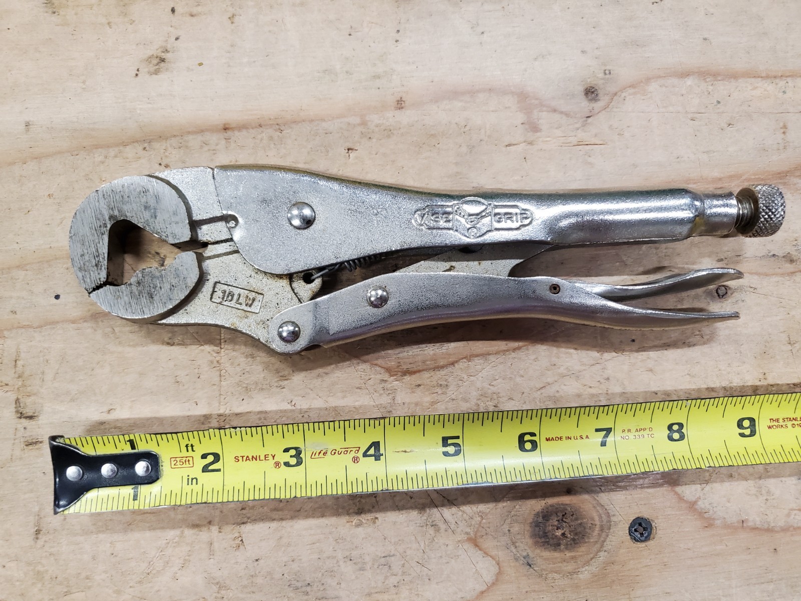 Vintage Petersen Dewitt Vise Grip Locking Pliers 10LW Jaw w/ Cutter USA made
