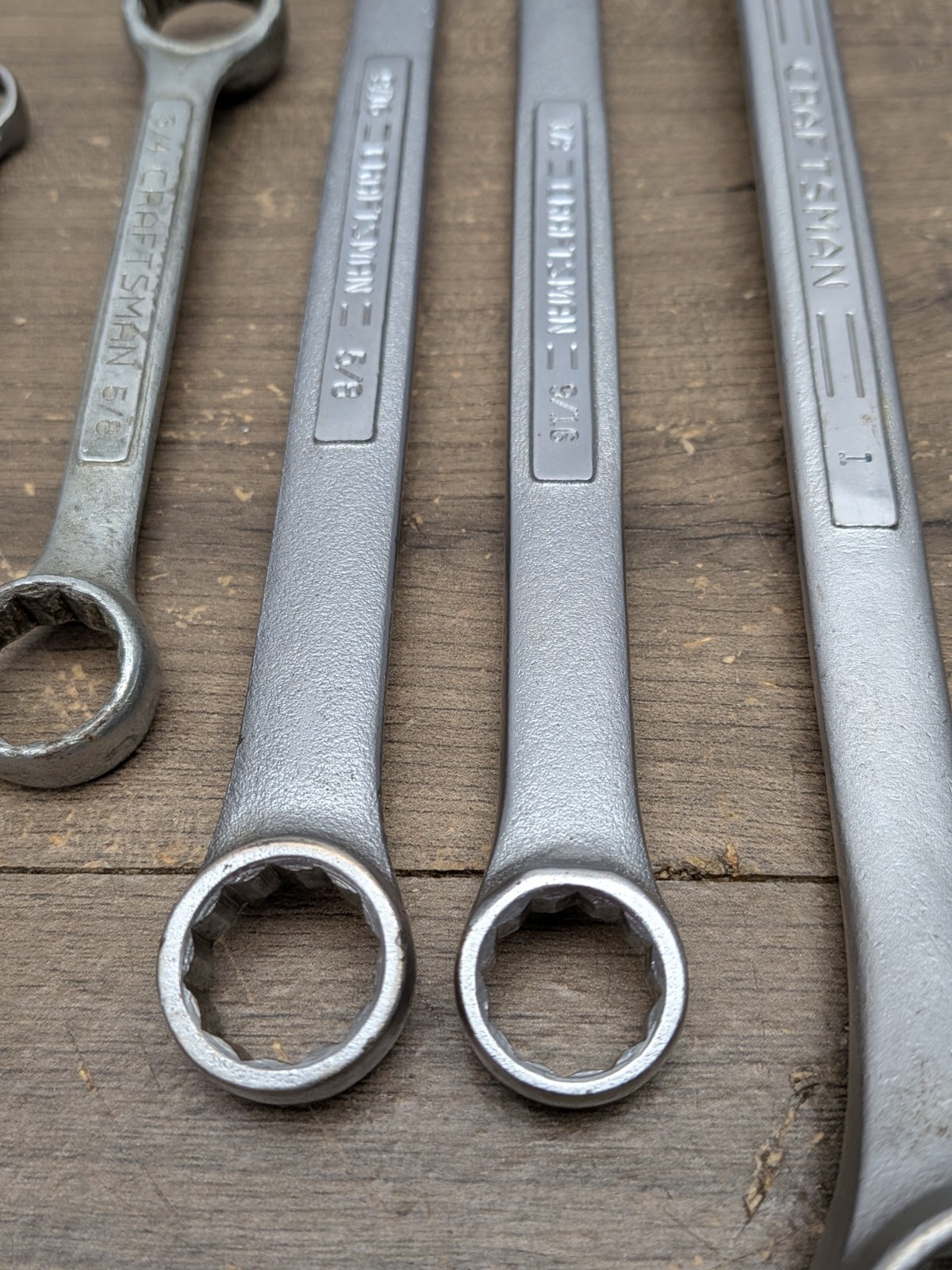 VINTAGE CRAFTSMAN -V- BOX END WRENCH LOT, VANADIUM 3/4 x7/16, 15/16x 1″, USA 5pc