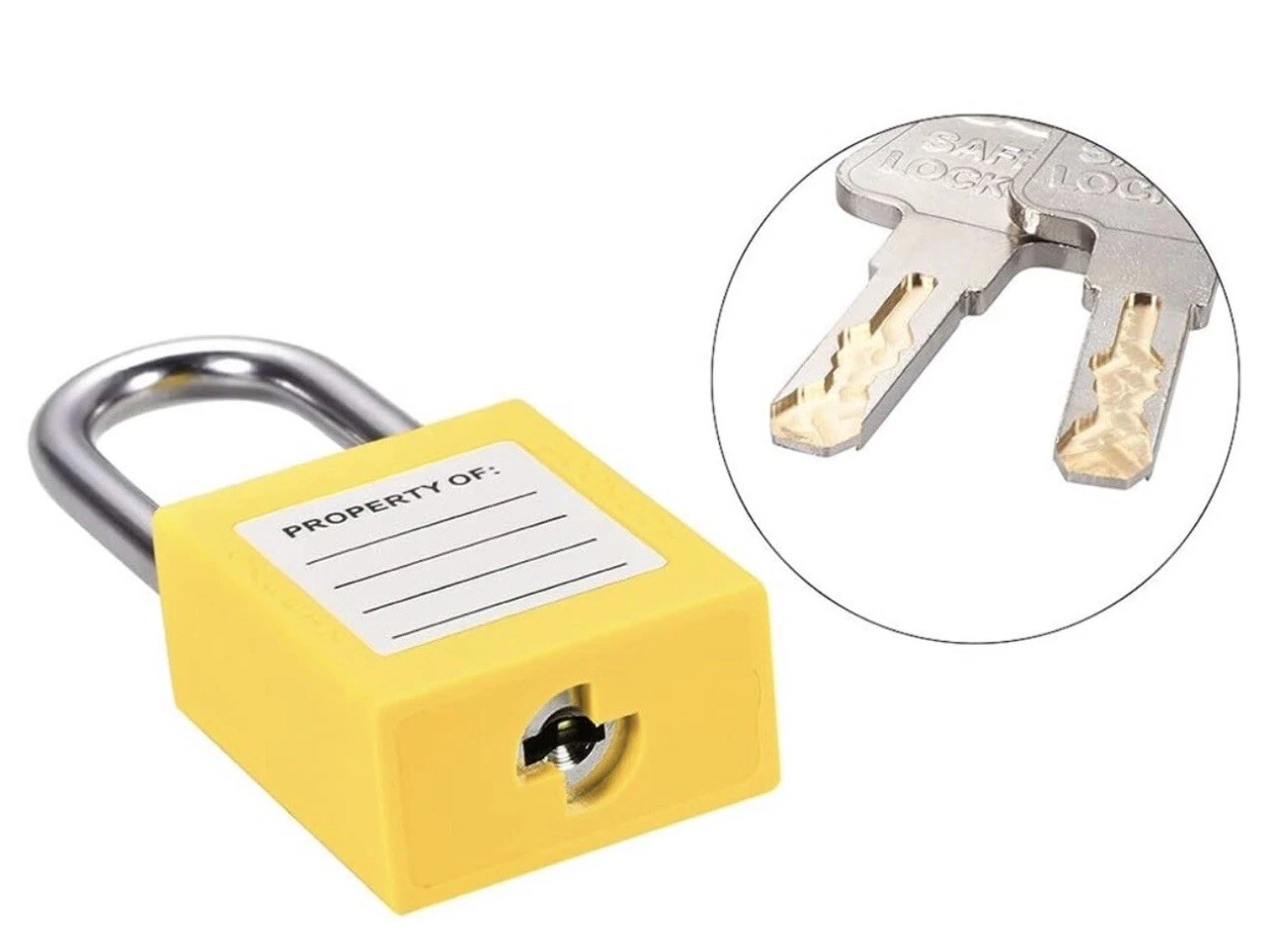 Lockout Tagout Lock 1-1/2 Inch Shackle Key Different Safety Padlock Yellow (T-30