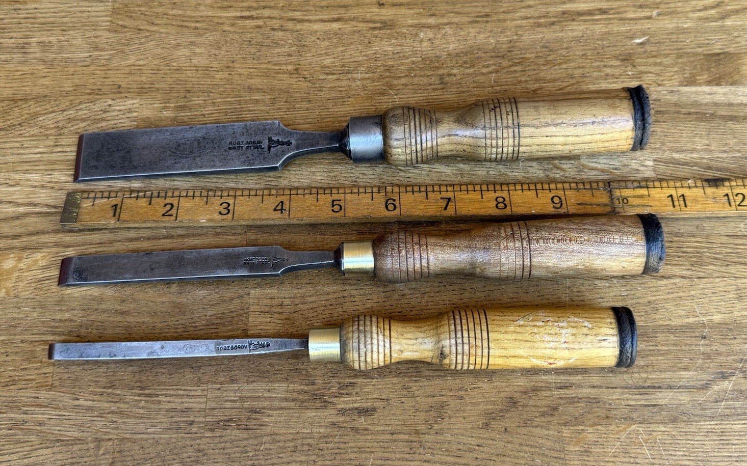 3 Vintage GTL & Robt Sorby Graduated Firmer Wood Chisels Woodworking Old Tool