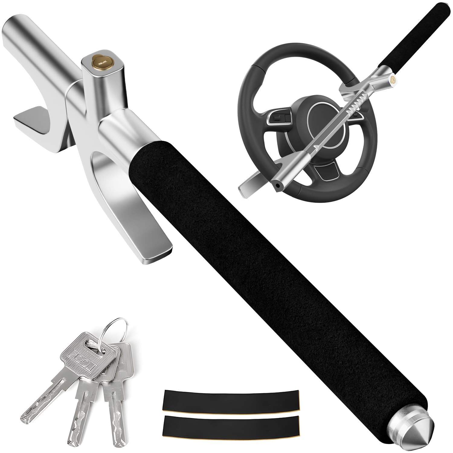 Heavy Duty Universal Steering Wheel Lock with Safety Hammer Car Security Locks