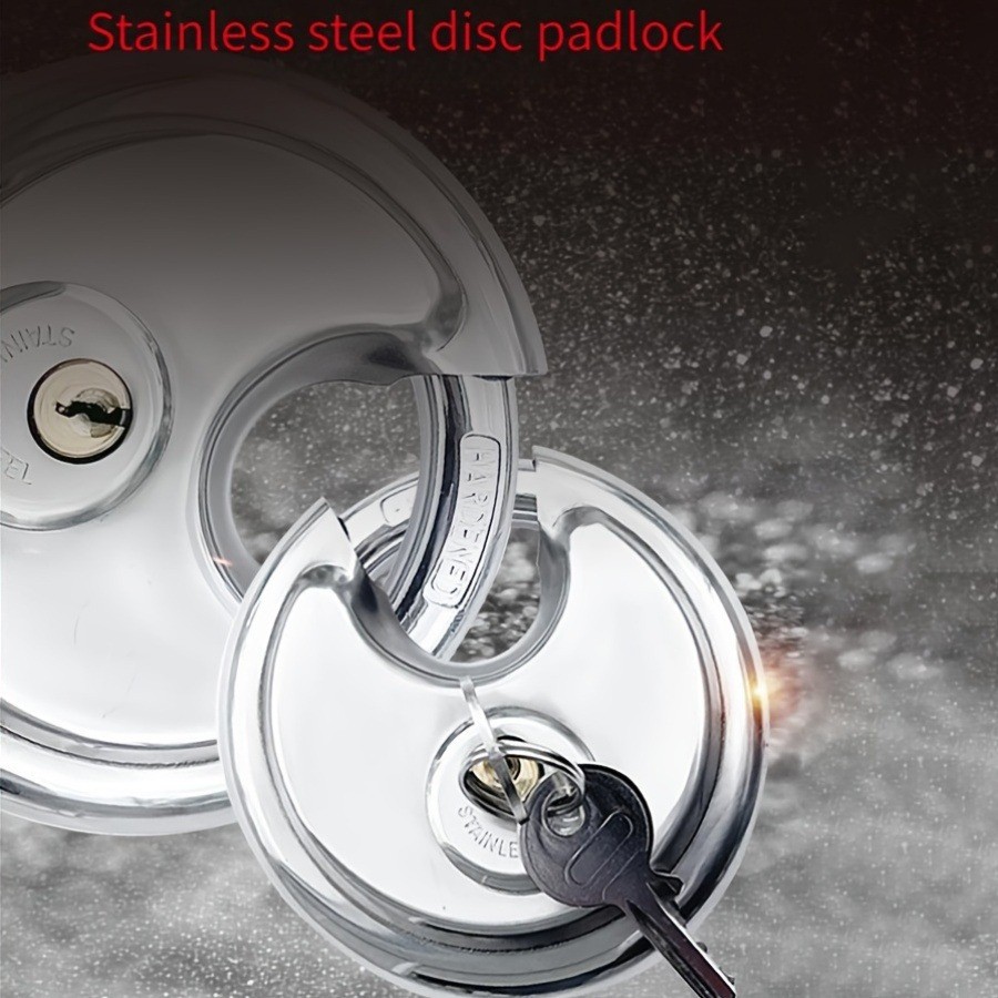 2pcs Heavy Duty Round Padlock with Keys Disc Lock for Storage Shed Garage
