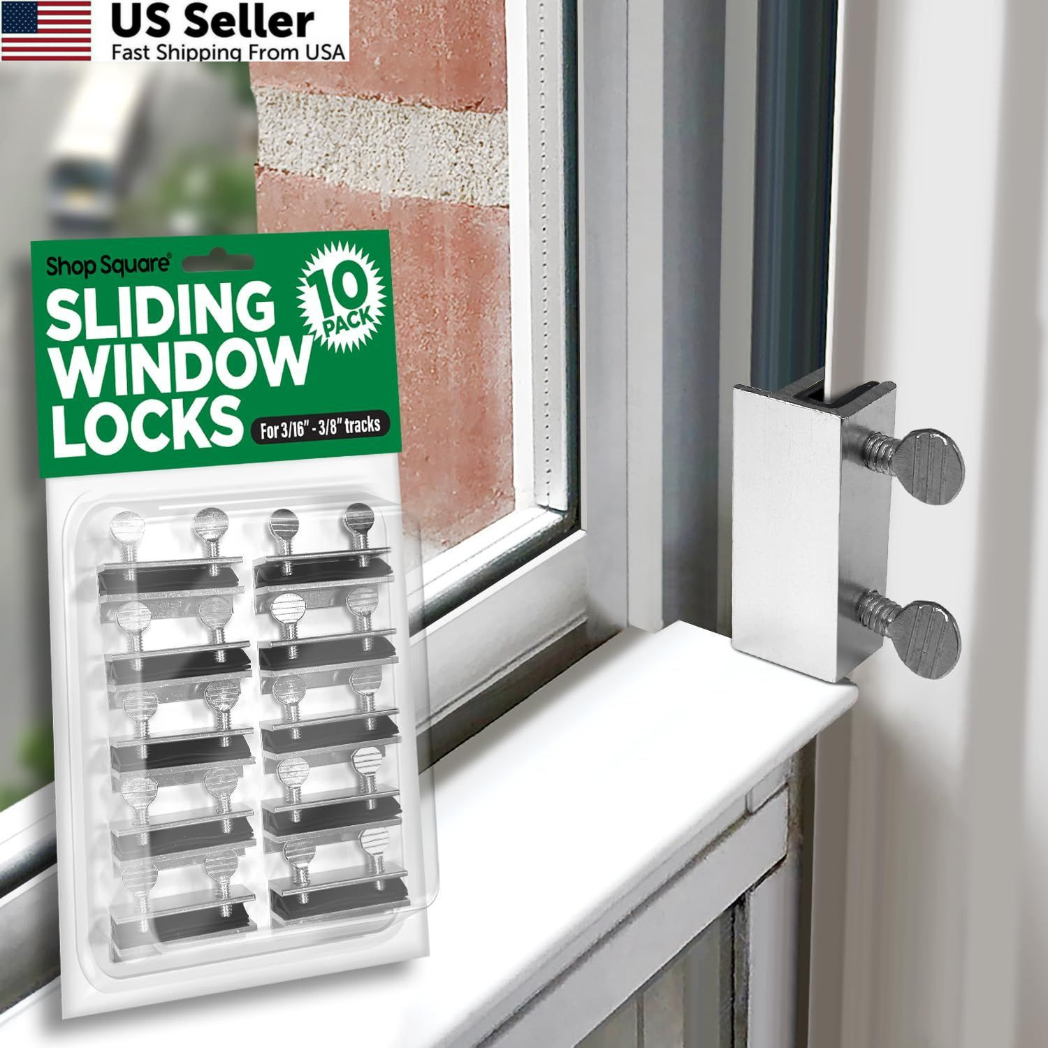 Window Locks, 10 Pack for Vertical and Horizontal Large, Metal – Large