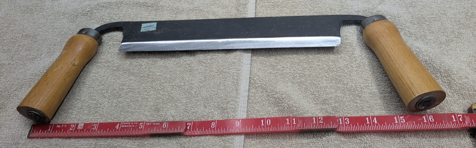 Current 10″ Draw Knife – Unmarked Straight Flat Blade – Heavy Chinched Handles