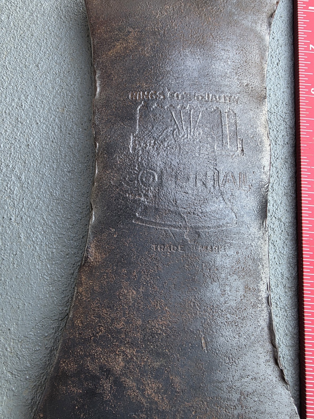 Schwabacher Hardware “Colonial Rings The Bell For Quality”Embossed Axe.