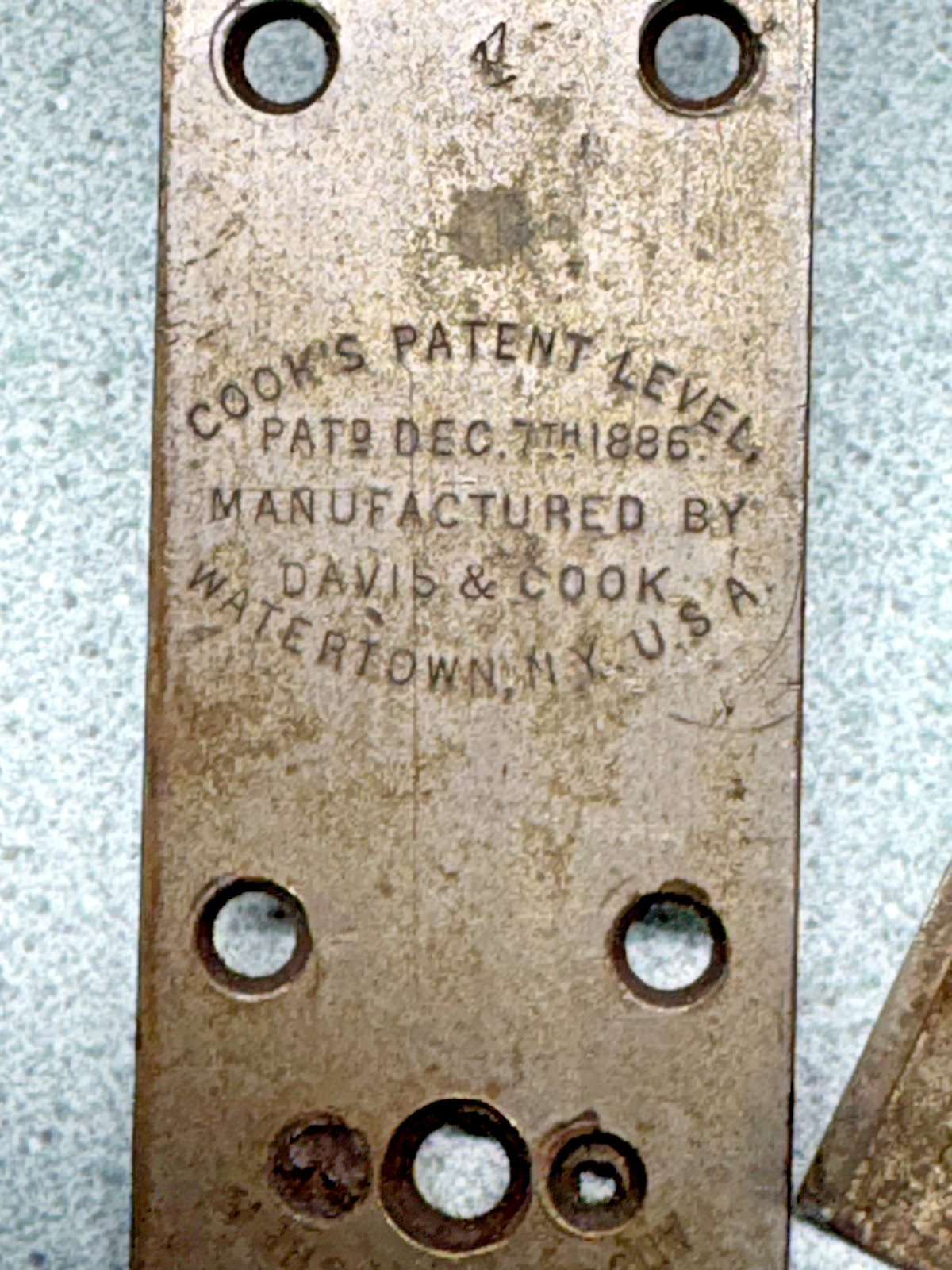 Davis & Cook’s Level Antique Pat’d 1886 26.25″ Wooden Trim PARTS top butt plates