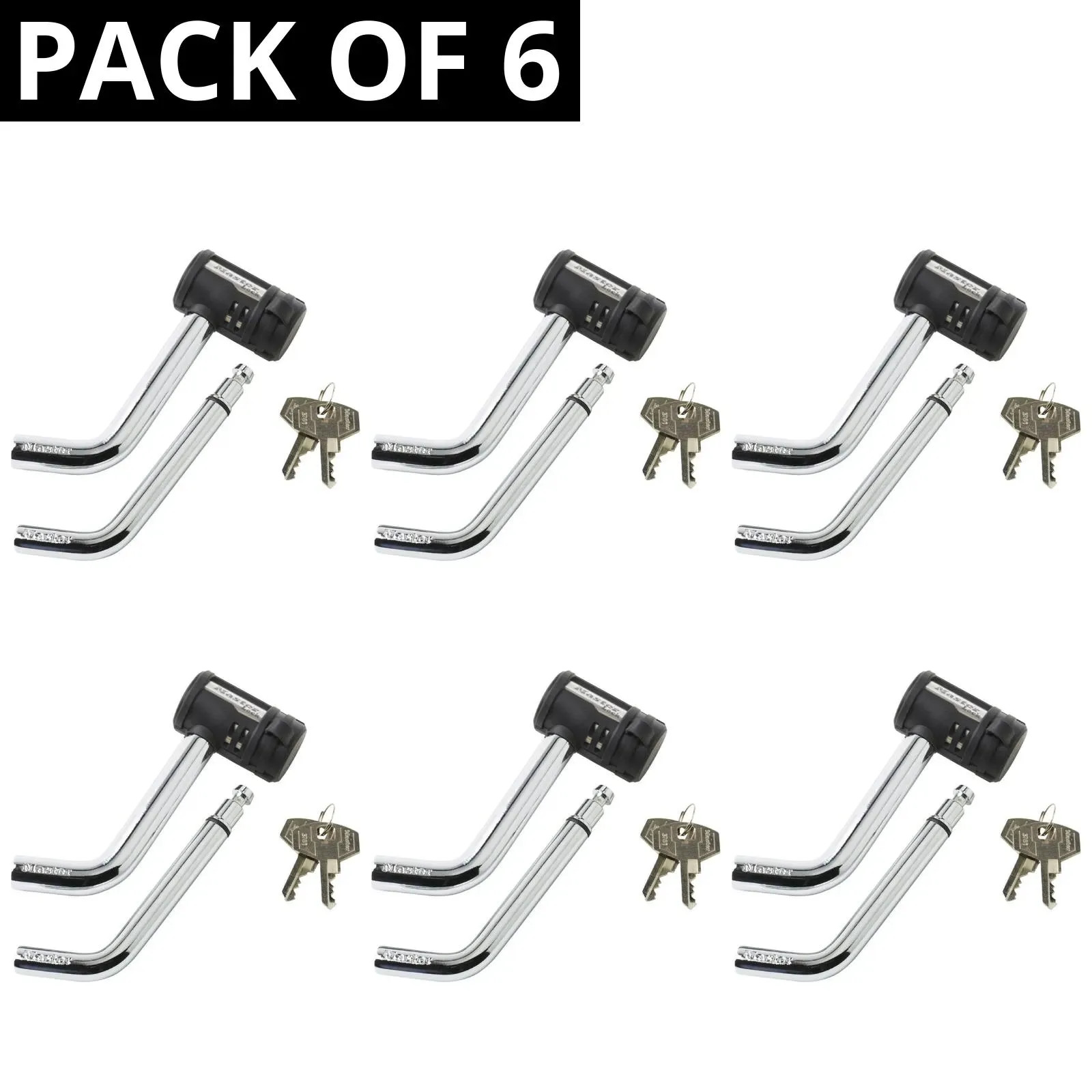 Master Lock Receiver Lock Swivel Head Trailer Coupler Hitch Pin PACK OF 6