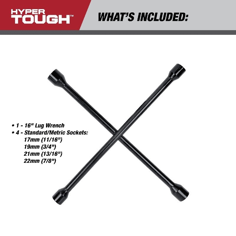 16inch 4Way Lug Wrench Heavy Duty Carbon Steel Tire Tool Rust Resistant New