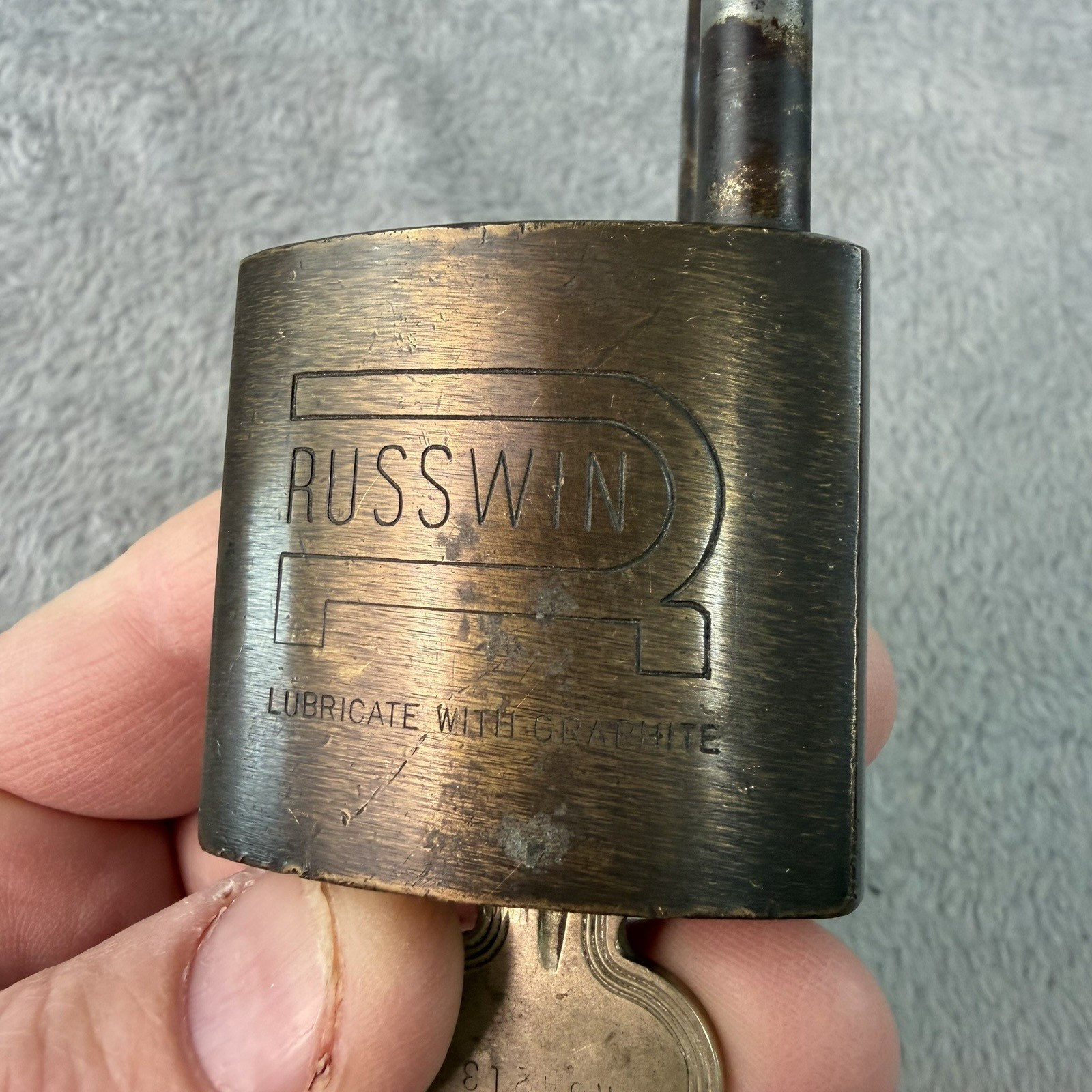 Vtg Russwin Solid Brass 3″ Padlock & 2 Key Combo Hardened Steal Shank B74