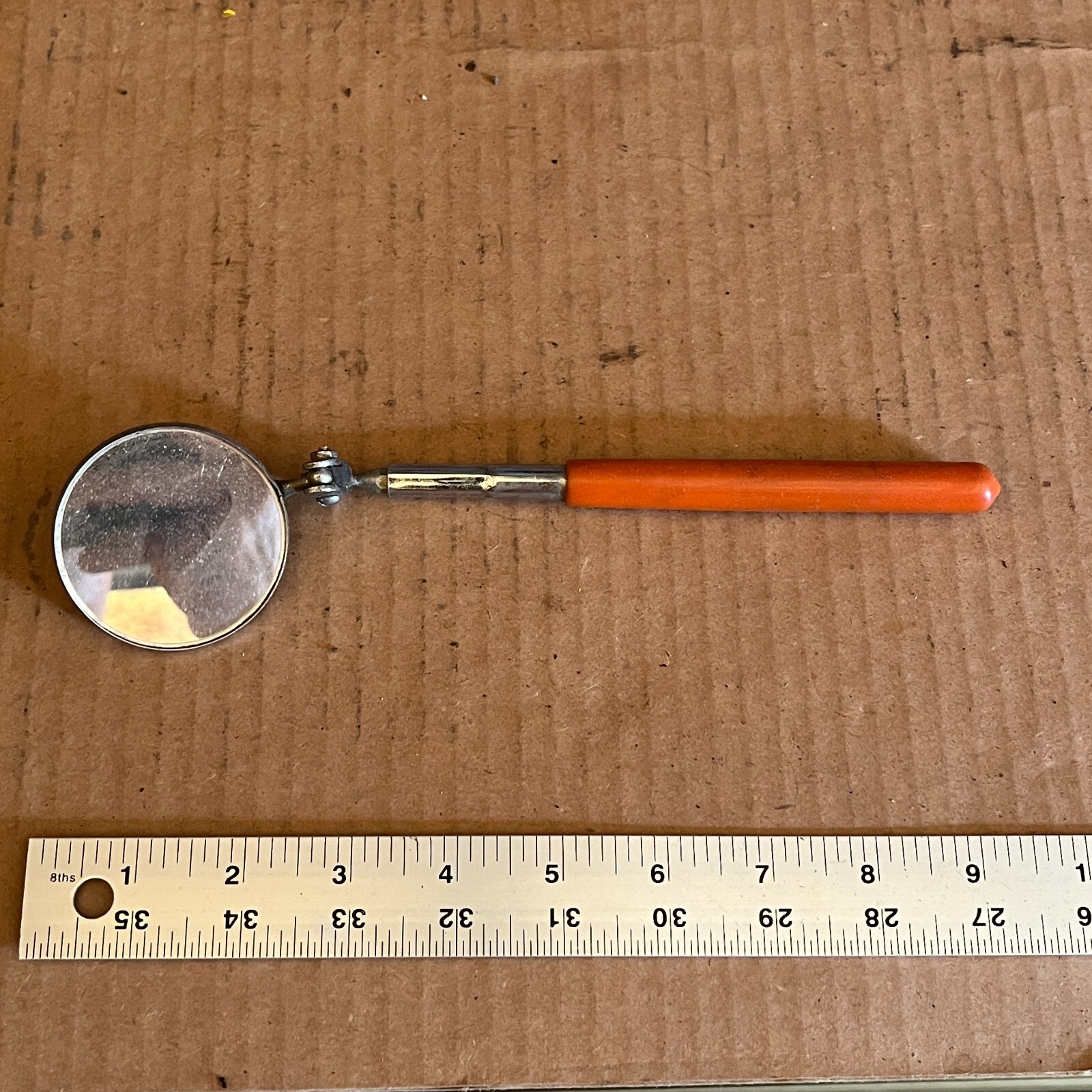 VINTAGE ULLMAN DEVICES CORP. C-2 ORANGE ADJUSTABLE TELESCOPING MIRROR USA MADE