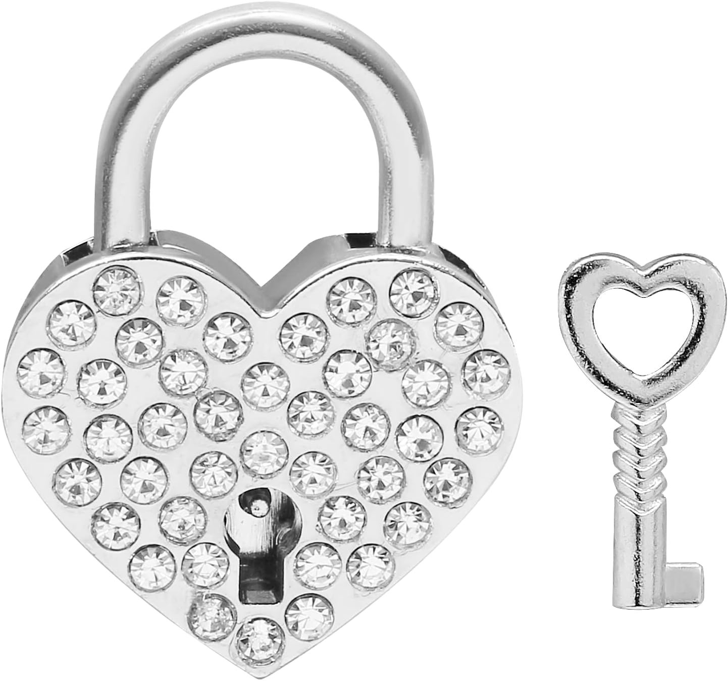 Heart Shaped Padlocks, Small Silver Padlock with Keys Metal Decorative Locks for