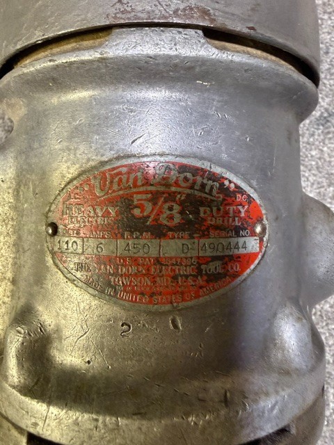 Vintage VAN DORN 5/8 Heavy Duty high torque d handle Electric Drill 450 rpm 110V