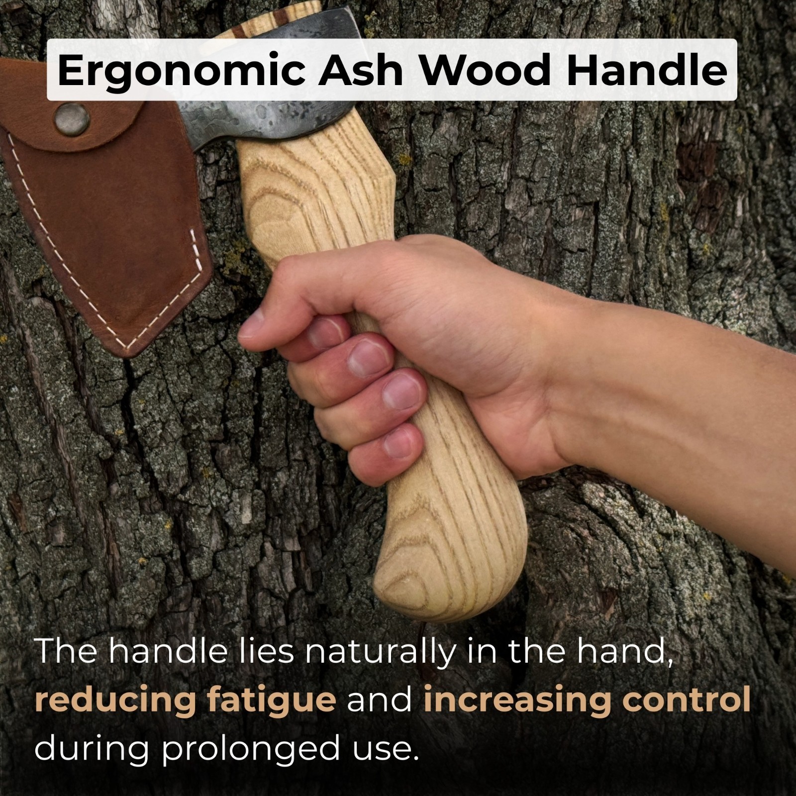 Small Woodworking Axe for Carving Projects – Carbon Steel Blade, Ash Wood Handle