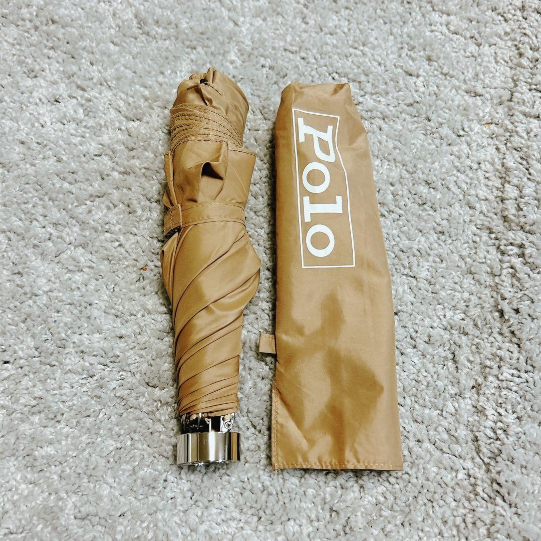 Polo Ralph Lauren Folding Umbrella 55cm Beige Polyester Used