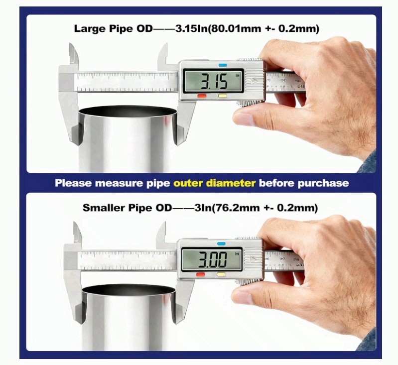 Abrazadera escape 3″ acero inox 304 para tubo silenciador 2 pcs