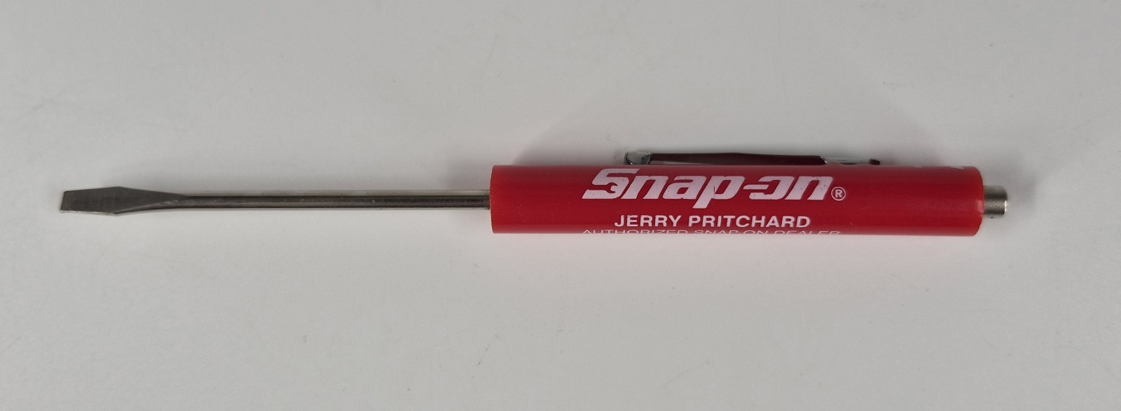 Snap On Tools Mini Flathead Screwdriver Alexander Pocket Clip Magnet Top