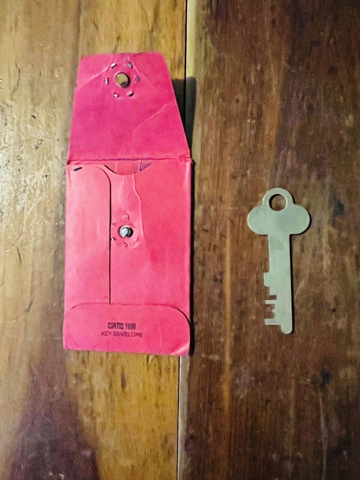 Vintage Safe Deposit Box Key with Red Envelope South Texas National Bank RARE