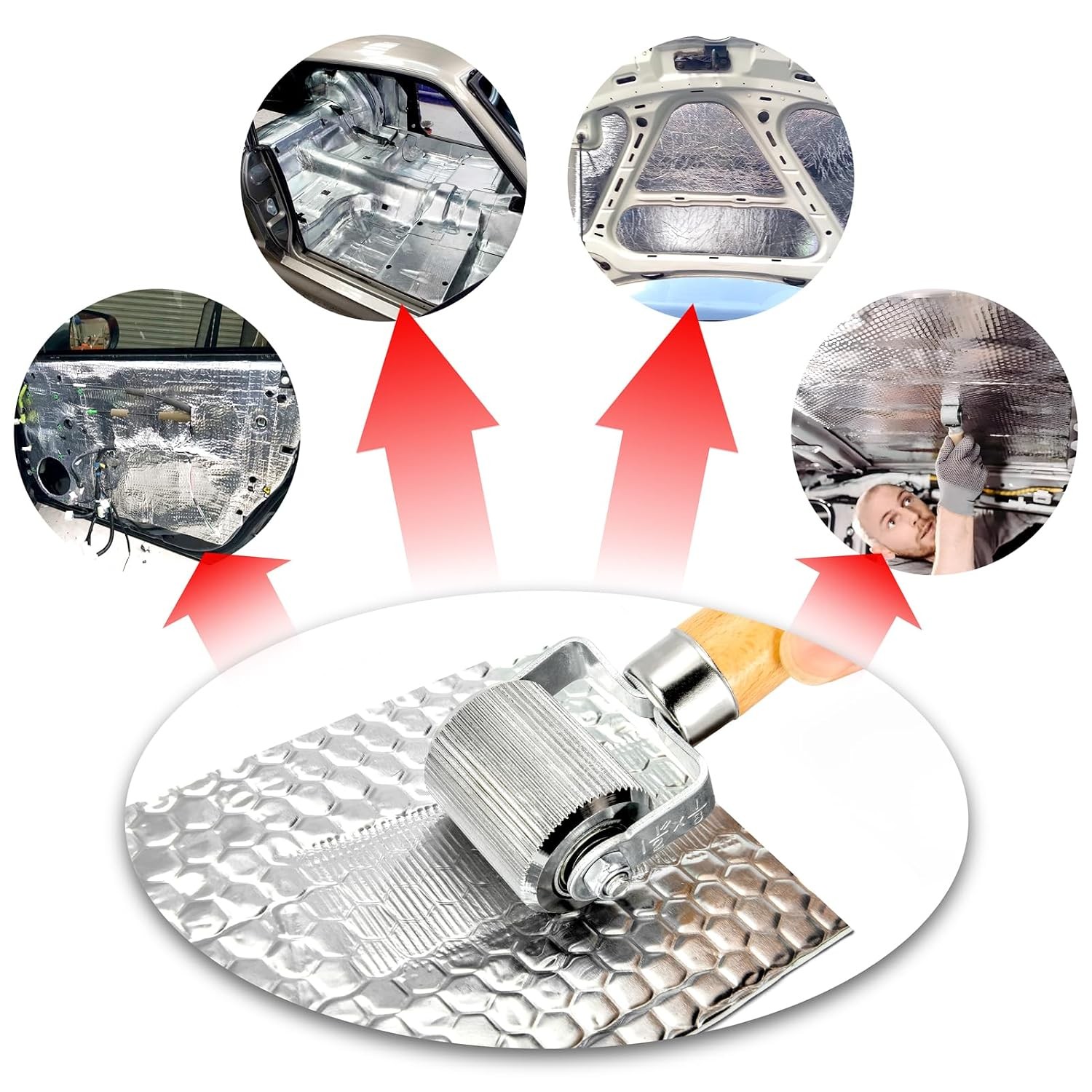 Car Sound Deadening 0.7lb Extremely Smooth Insulation Roller Metal 1.69 Inch