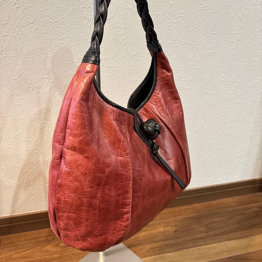IBIZA Leather Handbag Shoulder Bag Woven Design 27x30x9.5cm Used