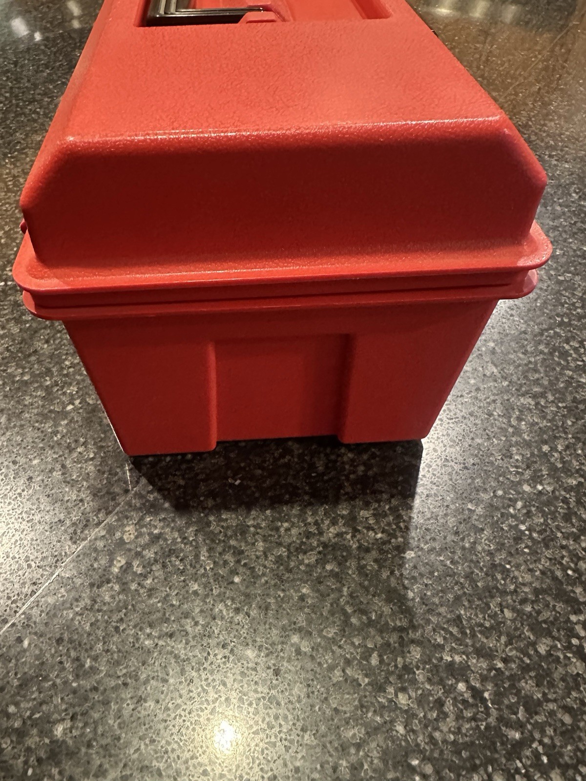Vintage Akro-Mils Red Plastic Toolbox Tool Box USA w/ Handle & Removable Tray