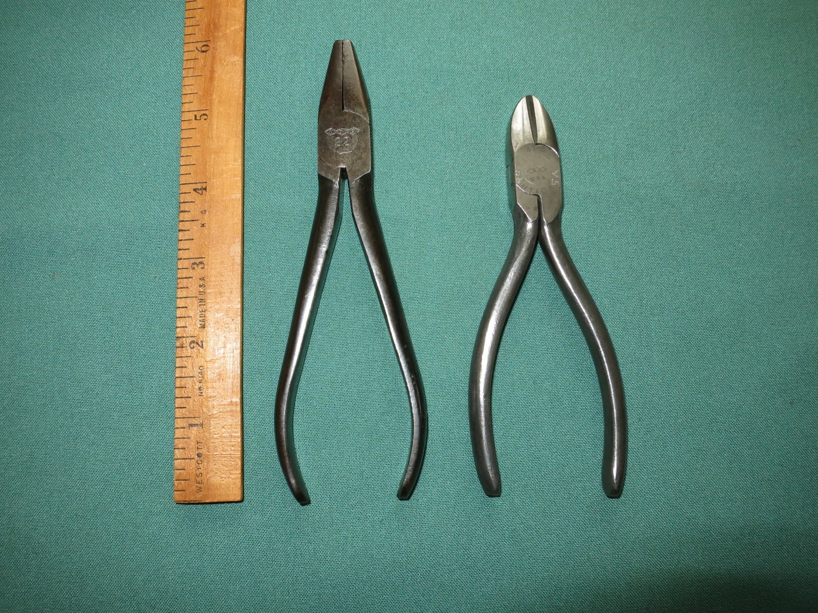 Vintage Utica No 22-6 Round Nose Pliers & Utica No 41-5 Diagonal Cutters lot