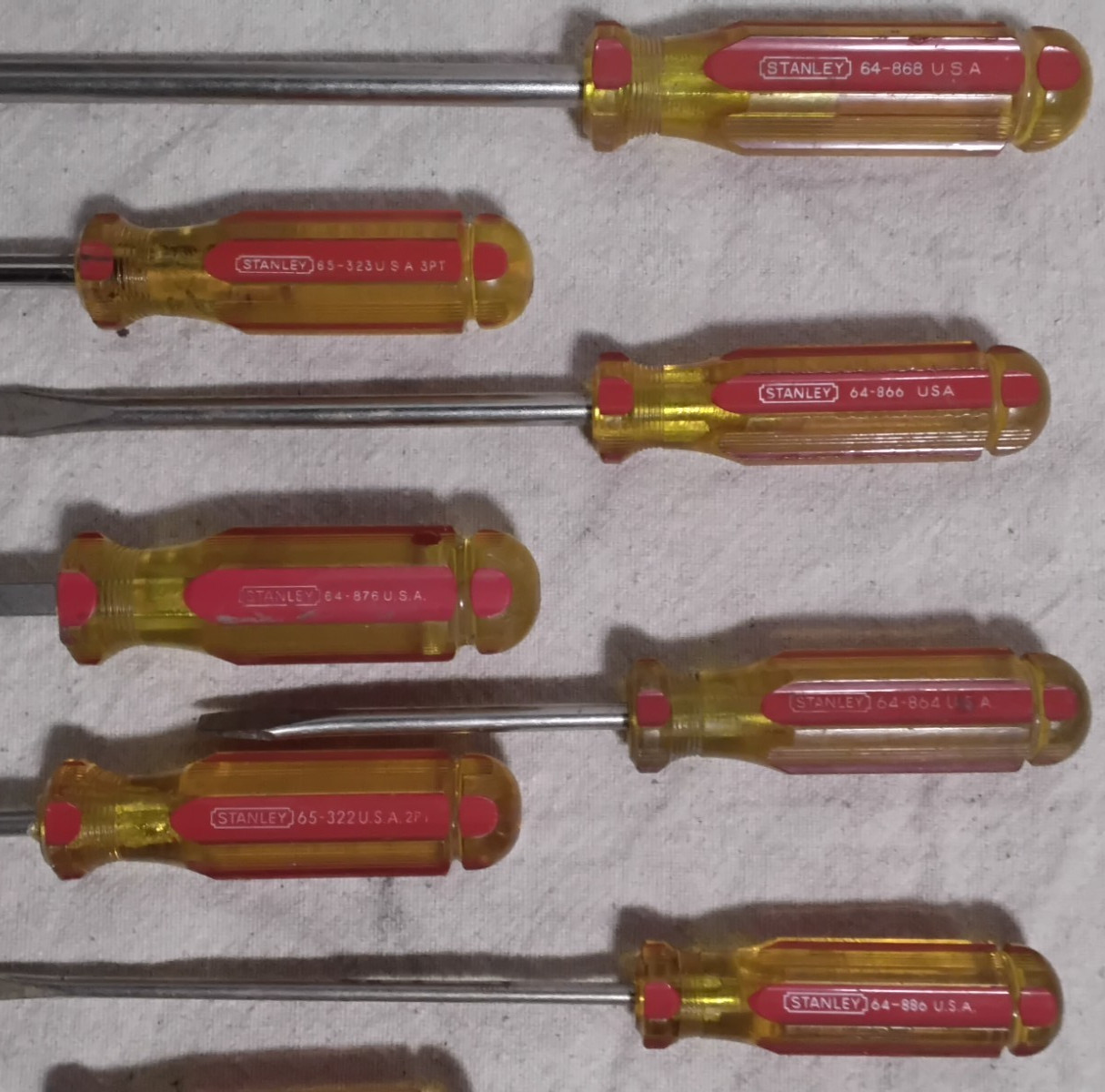 Stanley Red Yellow Translucent Handle Screwdrivers Phillips Slotted USA Vtg Lot