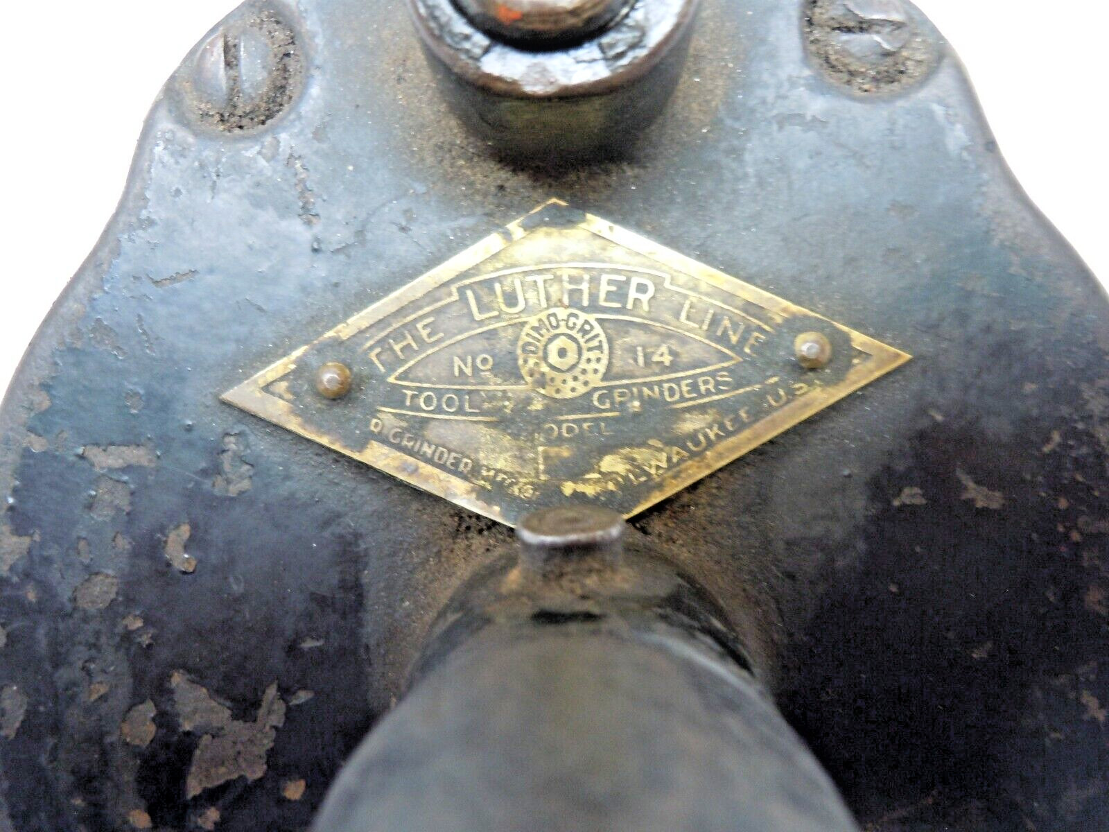 LUTHER No.14, DIMO GRIT Vtg. Hand Crank Sharpening Grinder, Milwaukee, USA