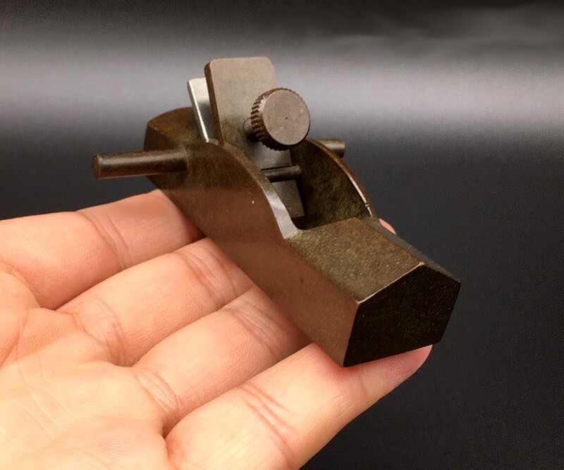 Vintage Solid Brass Coffin Smoothing Wooden Plane Tea Zen Table Decor