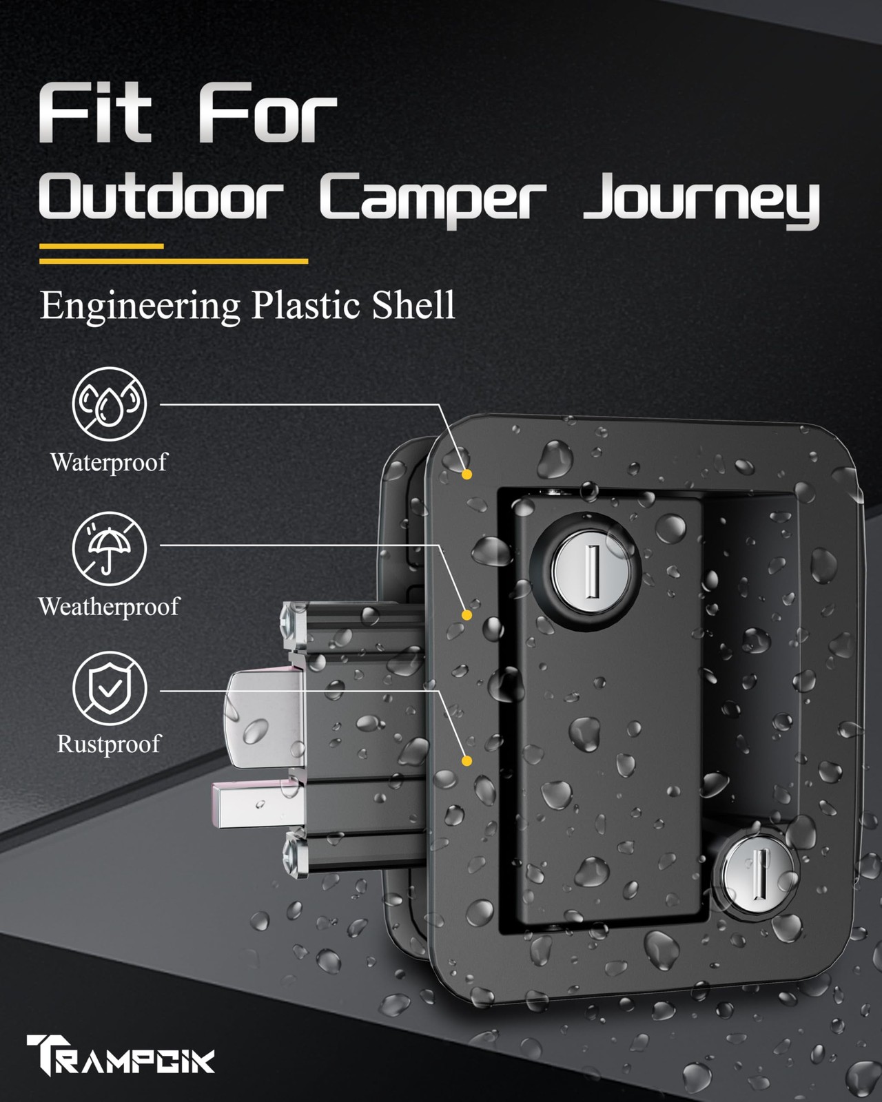 Engineering Plastic Camper Door Lock, RV Door Lock Replacement, Fit 3.65″ x 2…