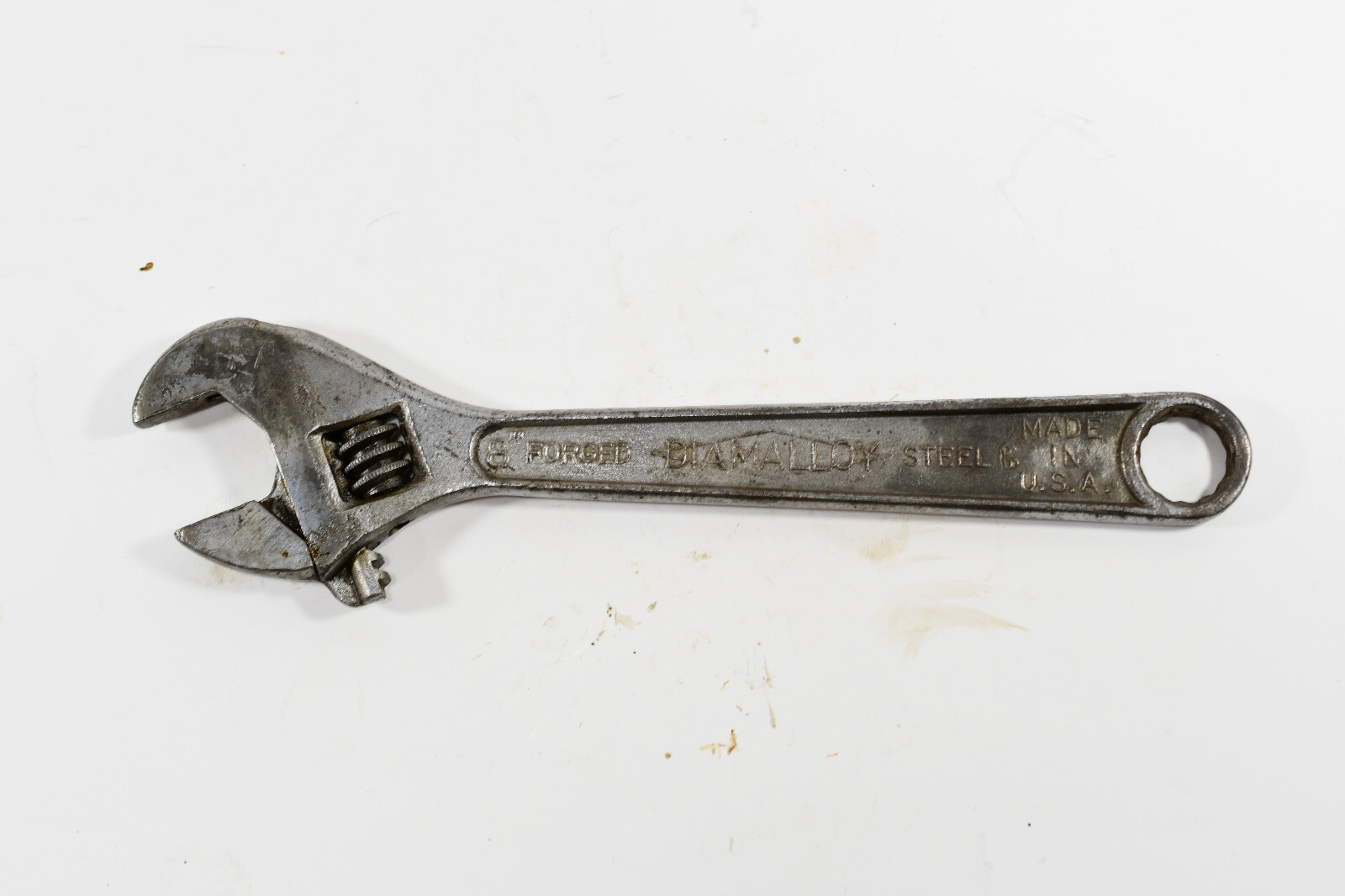 Vintage DIAMOND CALK & HORSESHOE 8” Adjustable Wrench, 9/16 box end USA M1428