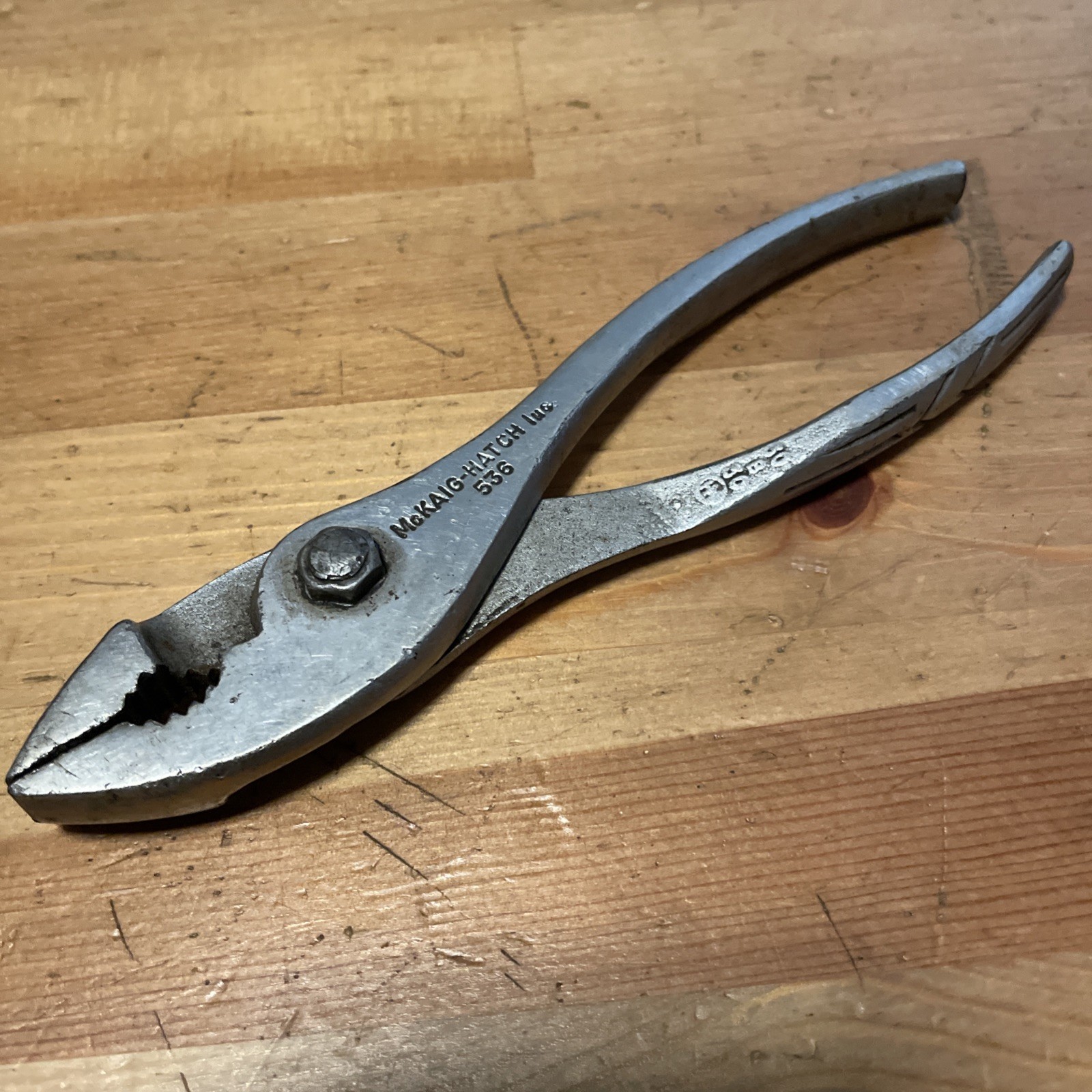 Mckaig-Hatch 6.5” Slip Joint Pliers 536 MH Circle Textured Handle USA Vintage