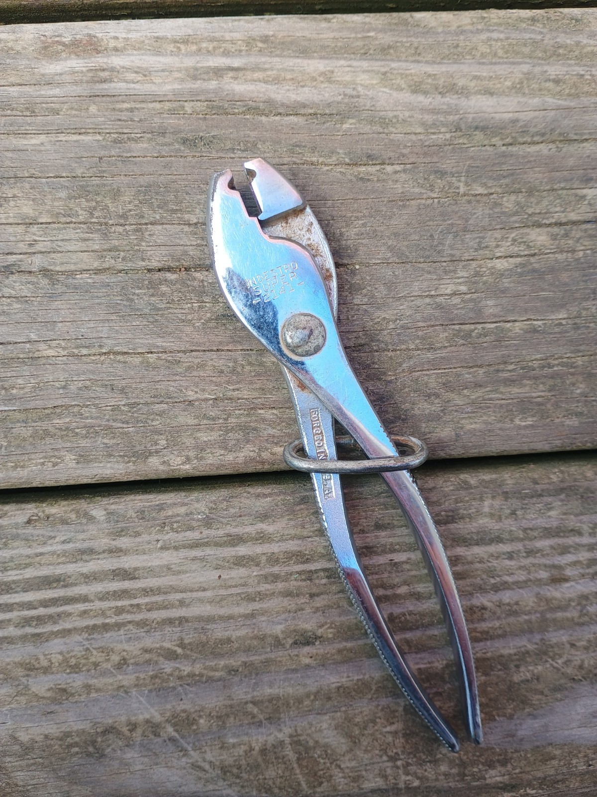 Vintage Indestro Super Hose Clamp Pliers 7-1/2″ w/ Chain Link Lock 2141 USA