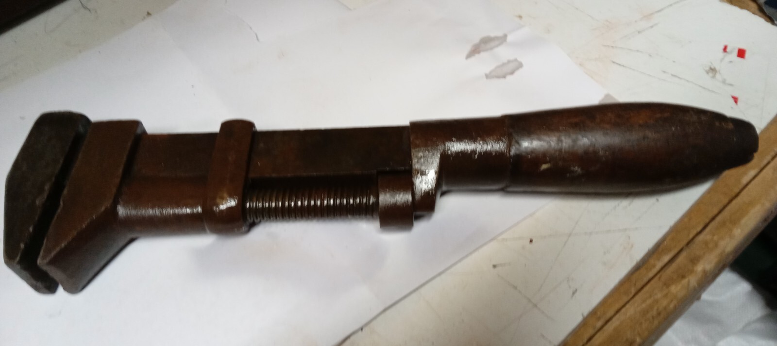 Antique large L COES adjustable spanner / coach wrench USA 12″