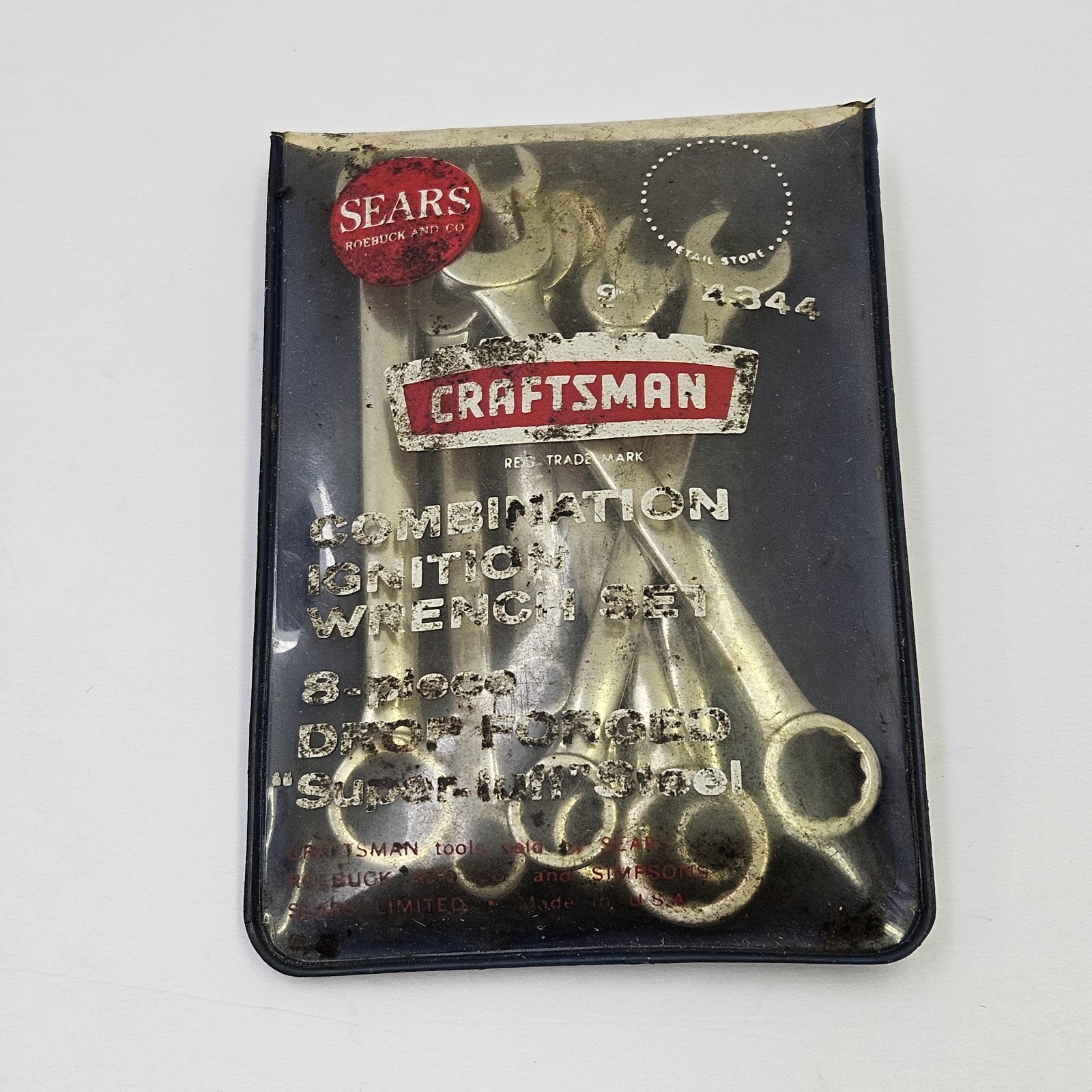 Vintage 4344 Craftsman Combination Ignition Wrench Set 8 Piece Drop Forged Steel