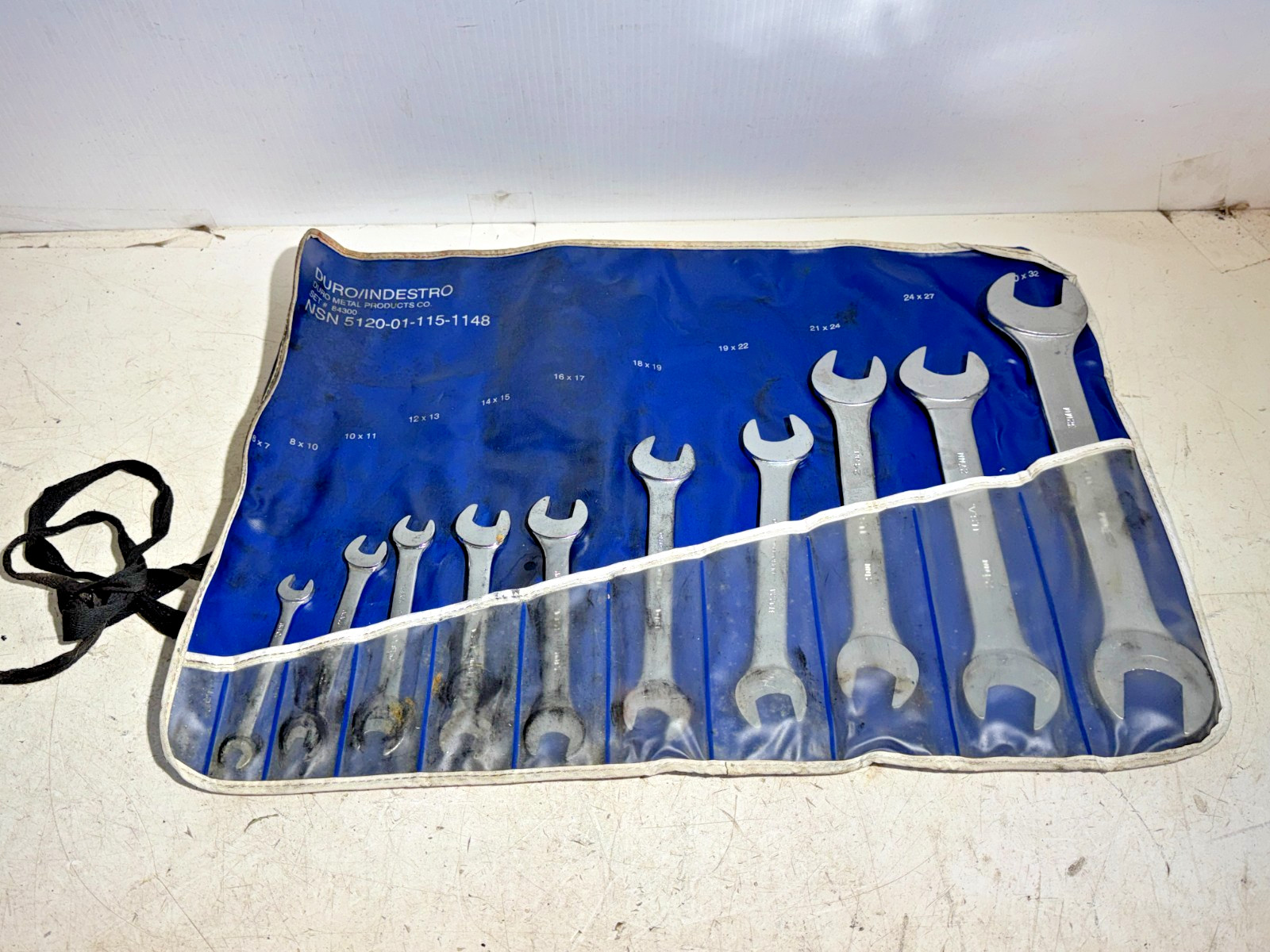 Vintage Duro/Indestro Chrome Metric Open End Wrench Set #84300 – 10 Piece 8-32mm