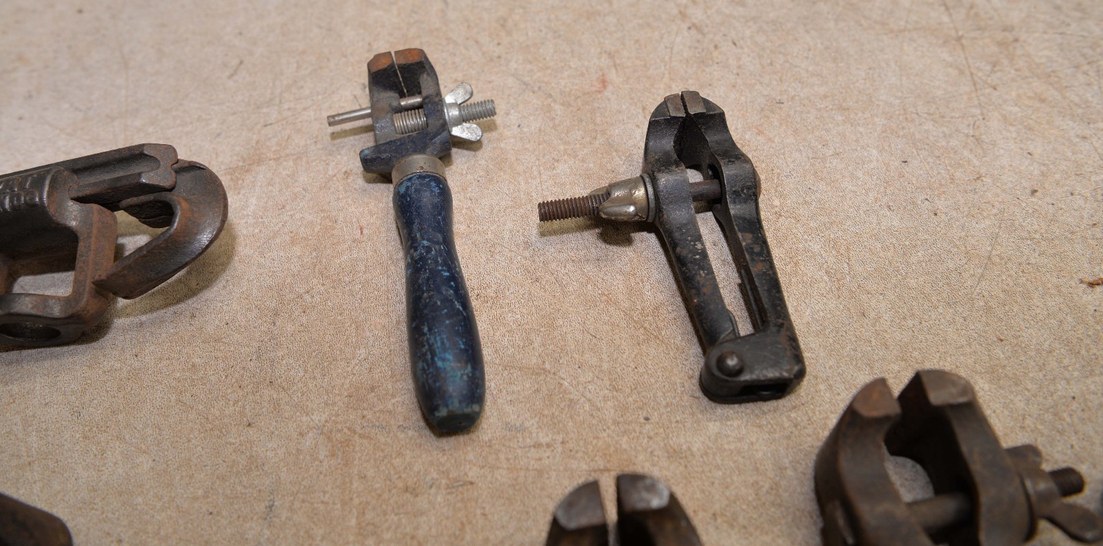 9 vintage hand pin vise blacksmith forged collectible holding antique tool lot