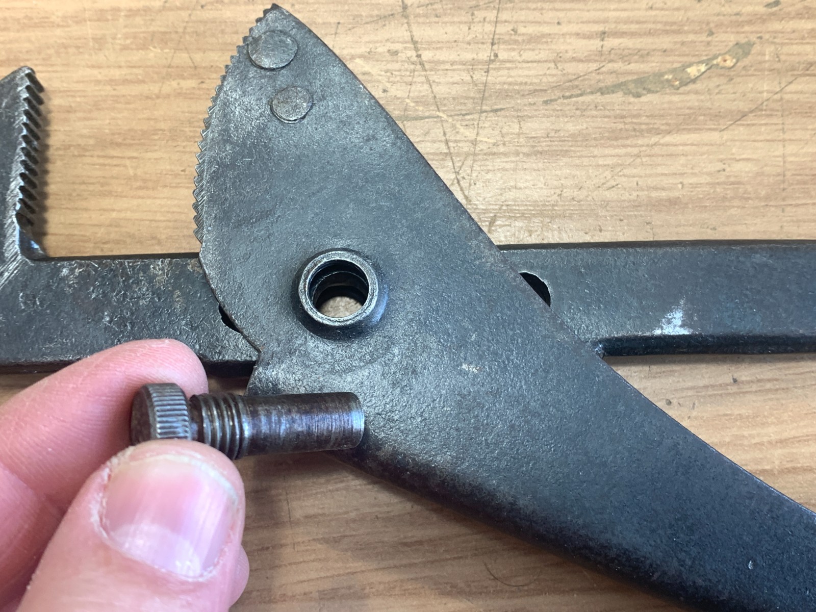 Rare Antique 9″ – 10″ Slip Jaw 4 hole Adjustable Wrench Very Early Multi-tool