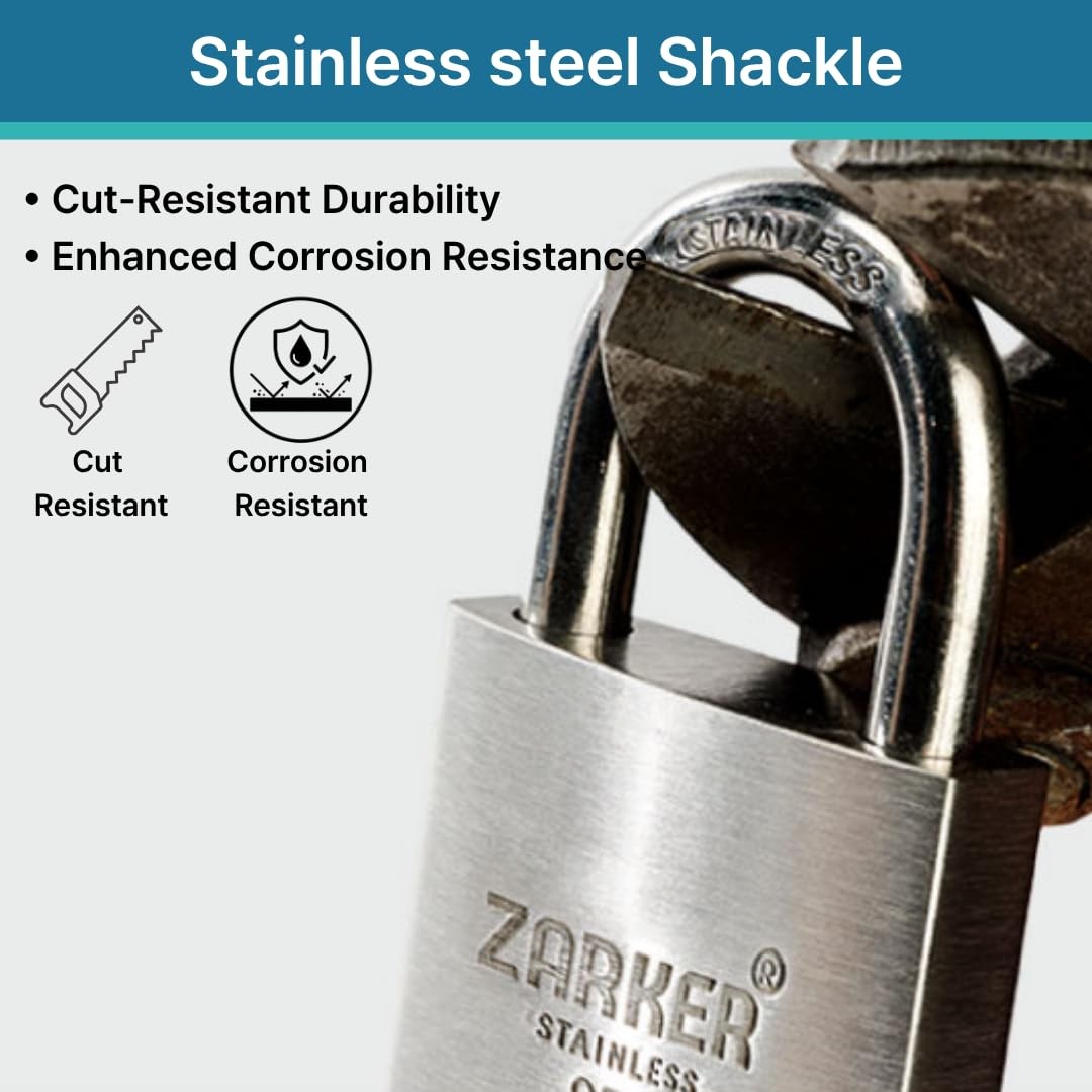 S40 keyed Padlock, Heavy Duty Stainless Steel Lock, Waterproof and Rustproof …