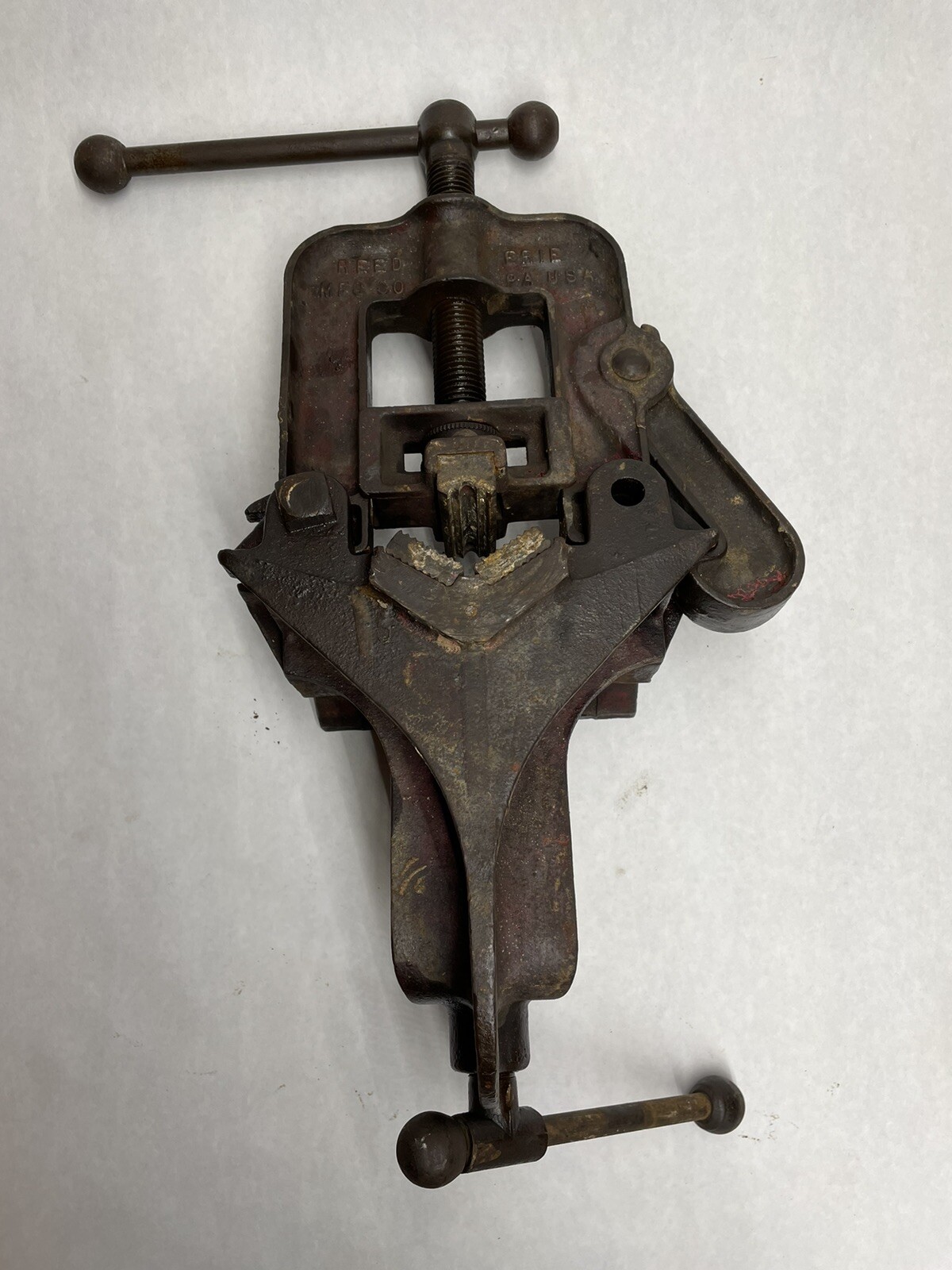 Vintage Reed No 11 Pipe Vise With Bench Clamp Good Working Condition