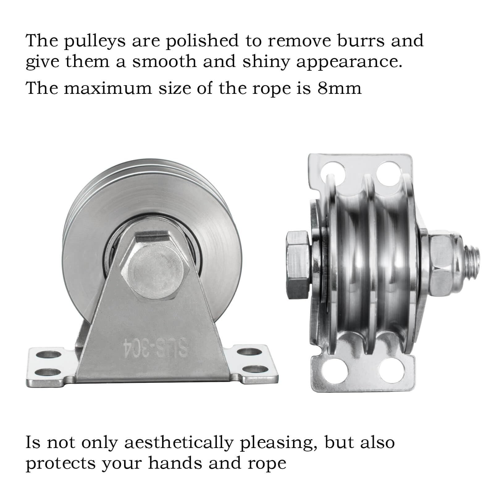 Double Groove Cable Fixed Pulley Block, Heavy Duty Stainless Steel, Bearing I…