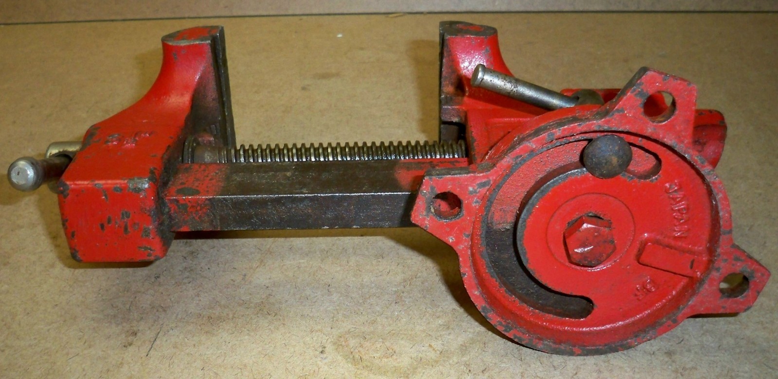 Vintage FULLER 3 1/2″ Bench Vise with Pipe Jaws, Swivel Base & Anvil / Japan