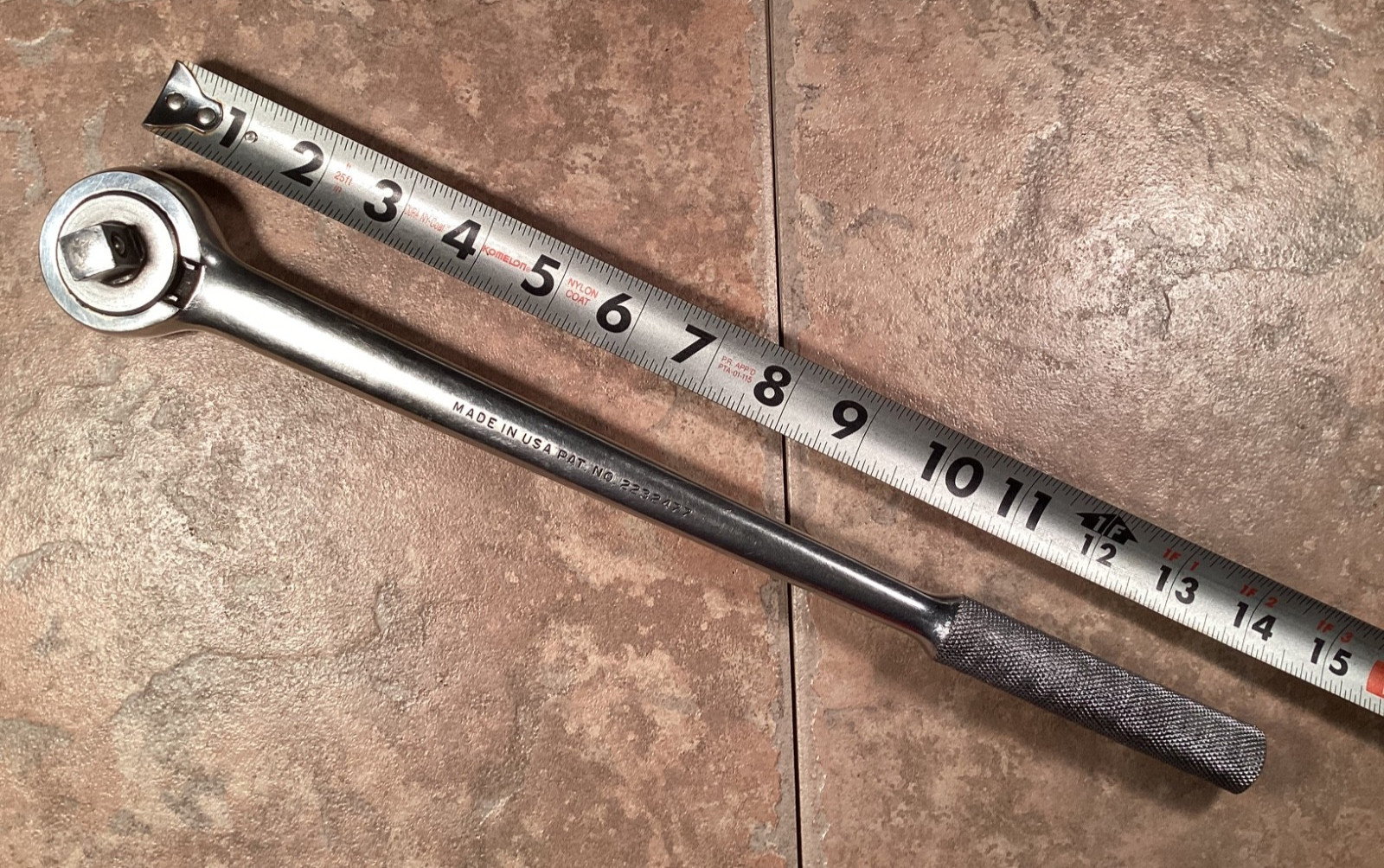 Vintage S-K Ratchet No.40170 1/2″ Drive 15″ Length Reversible Knurled Chrome USA
