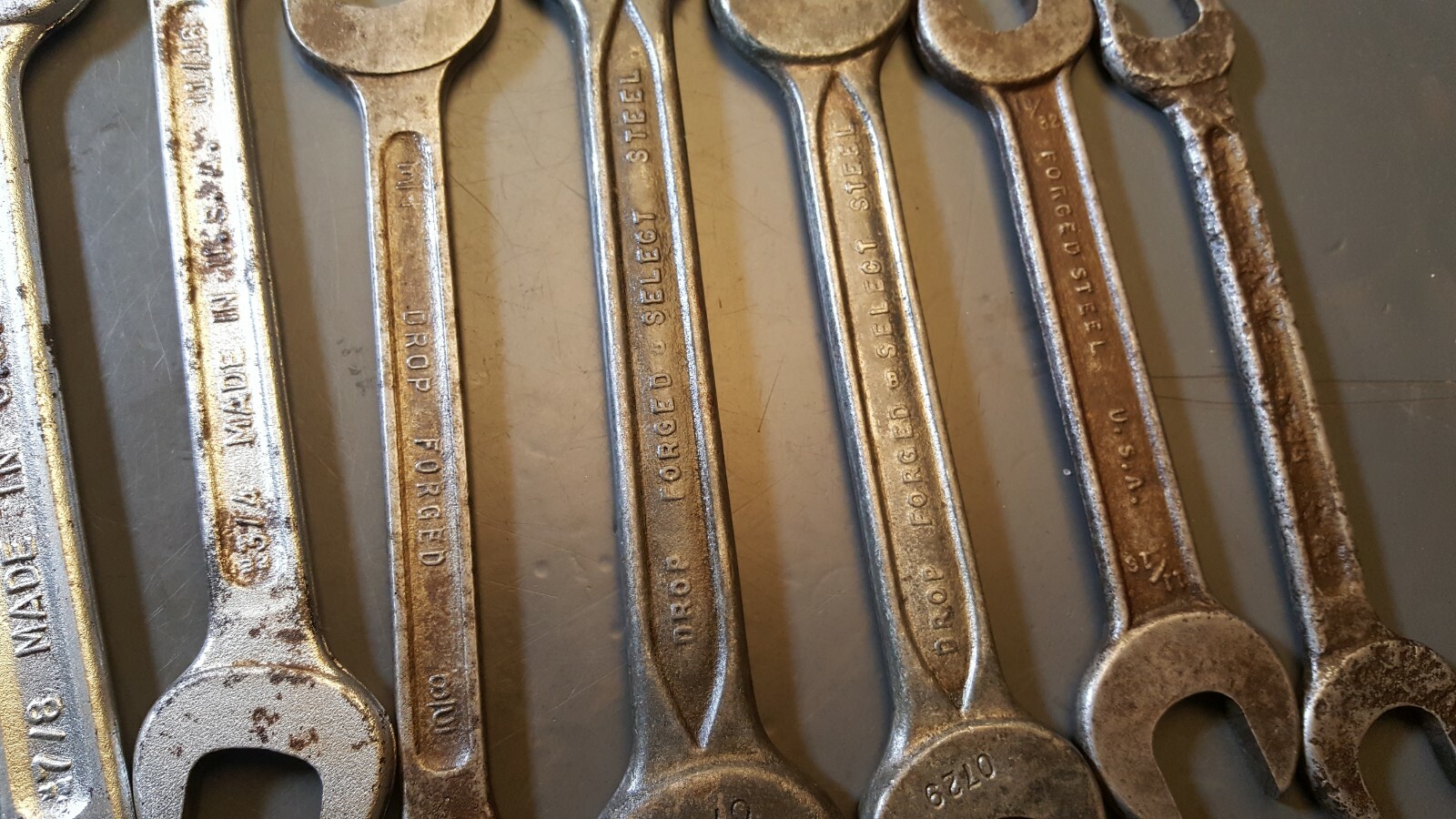Lot of 14 Vintage Wrenches Drop Forged Made in USA Steam-Punk Arts and Crafts