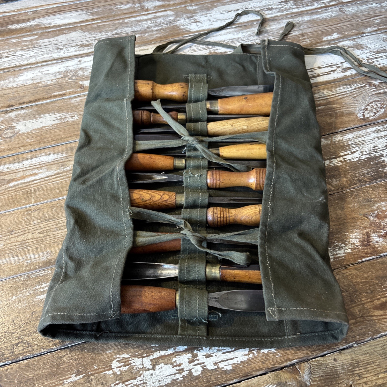 Vintage Carving Chisels – Henry Taylor/ Marples in Canvas Tool Roll