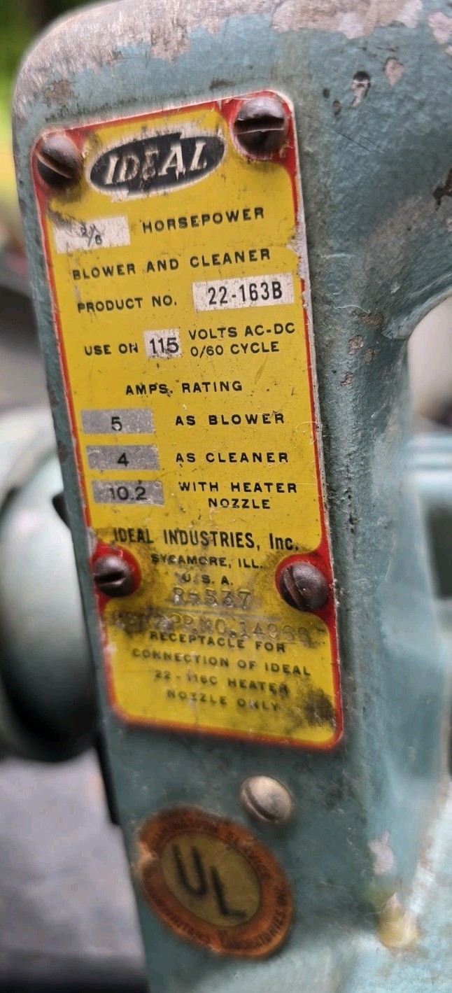 Vintage Ideal Co 22-163B Portable Electric Blower Industrial Shop Vacuum WORKS