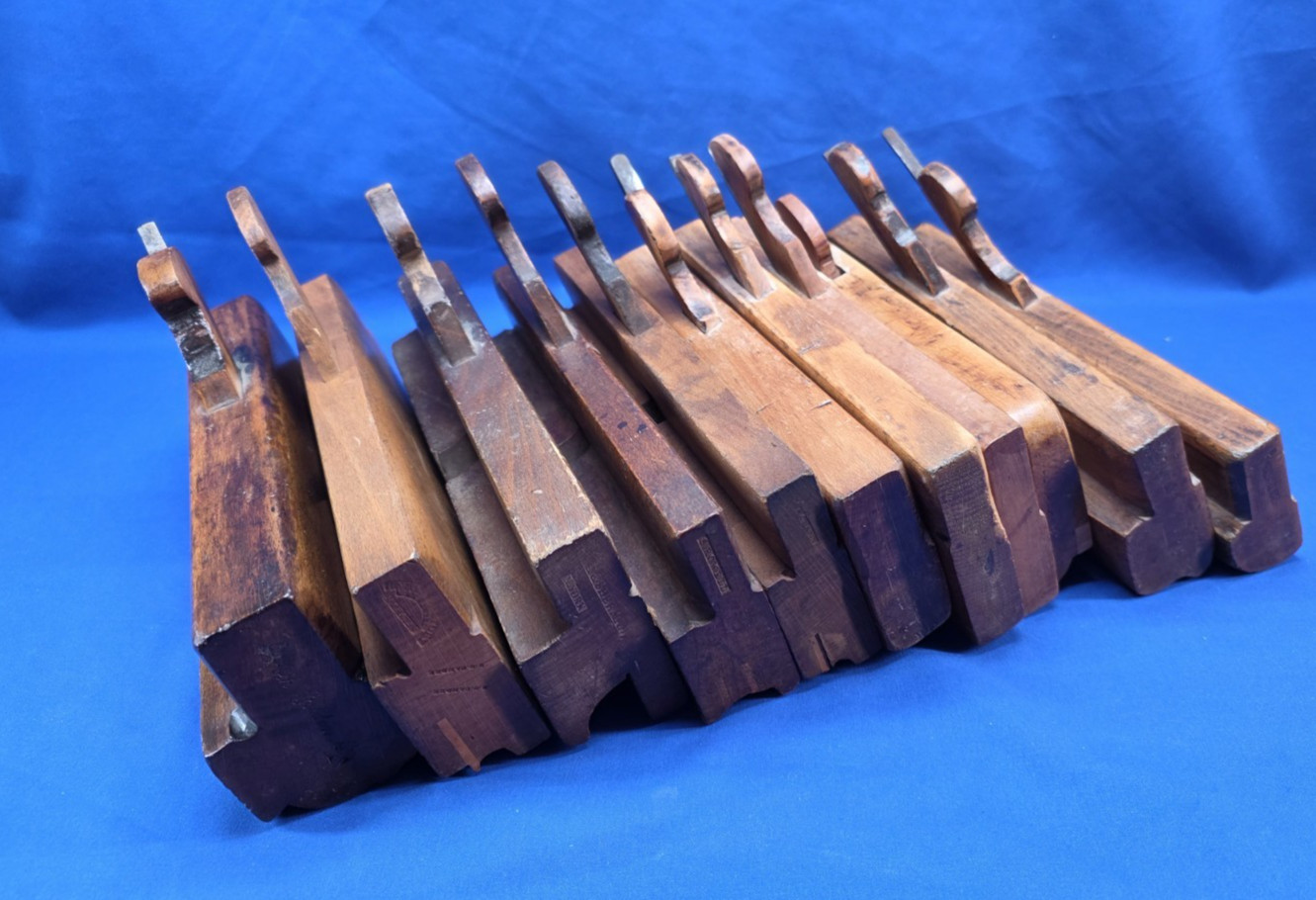 Good Lot of 11 Misc. Wood Molding Plane Complex Skew Rabbet Quarter Hollow Scot