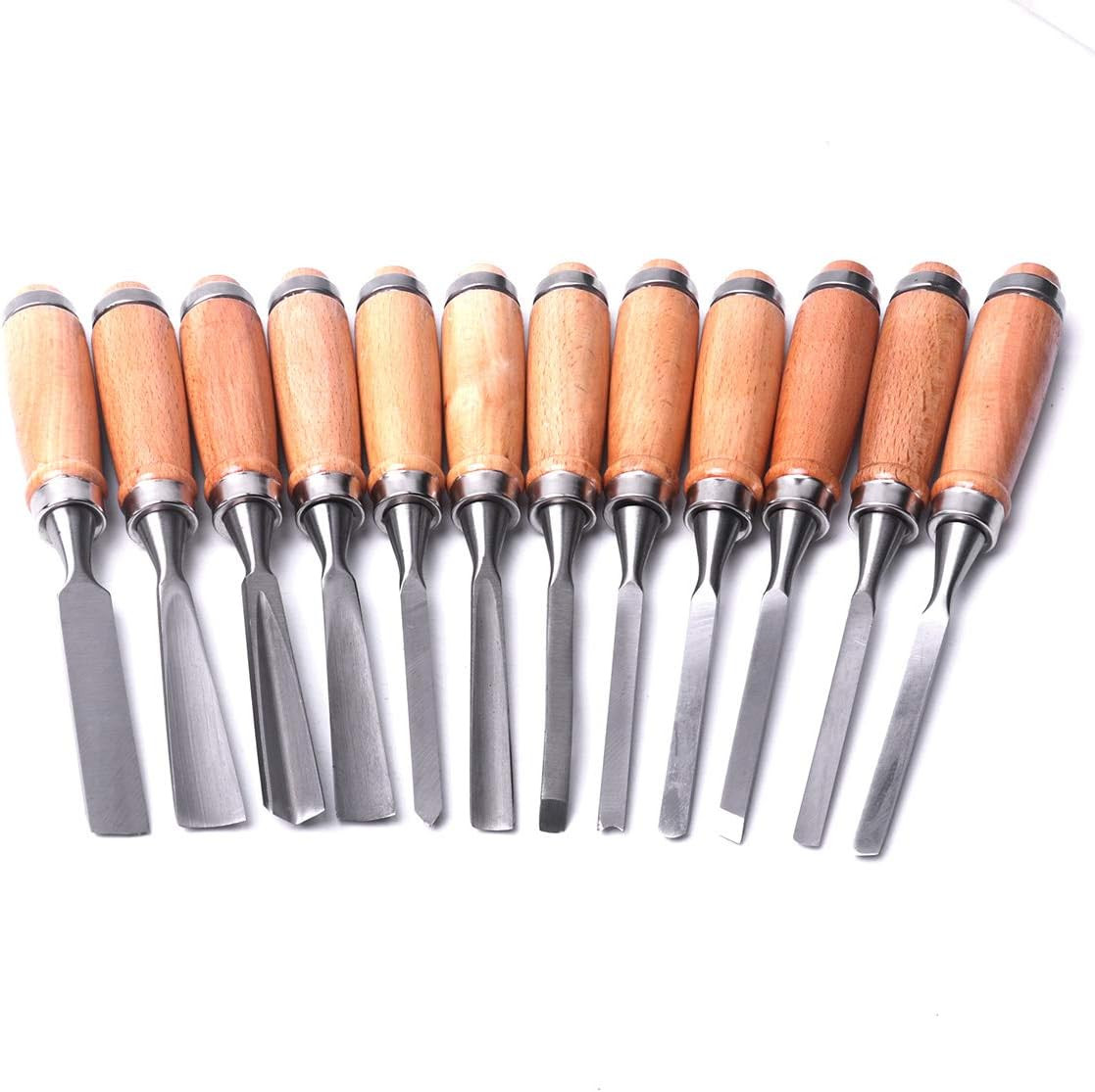12Pcs Wood Carving Chisel Set for Woodworking, Professional Wood Gouge Tools wit