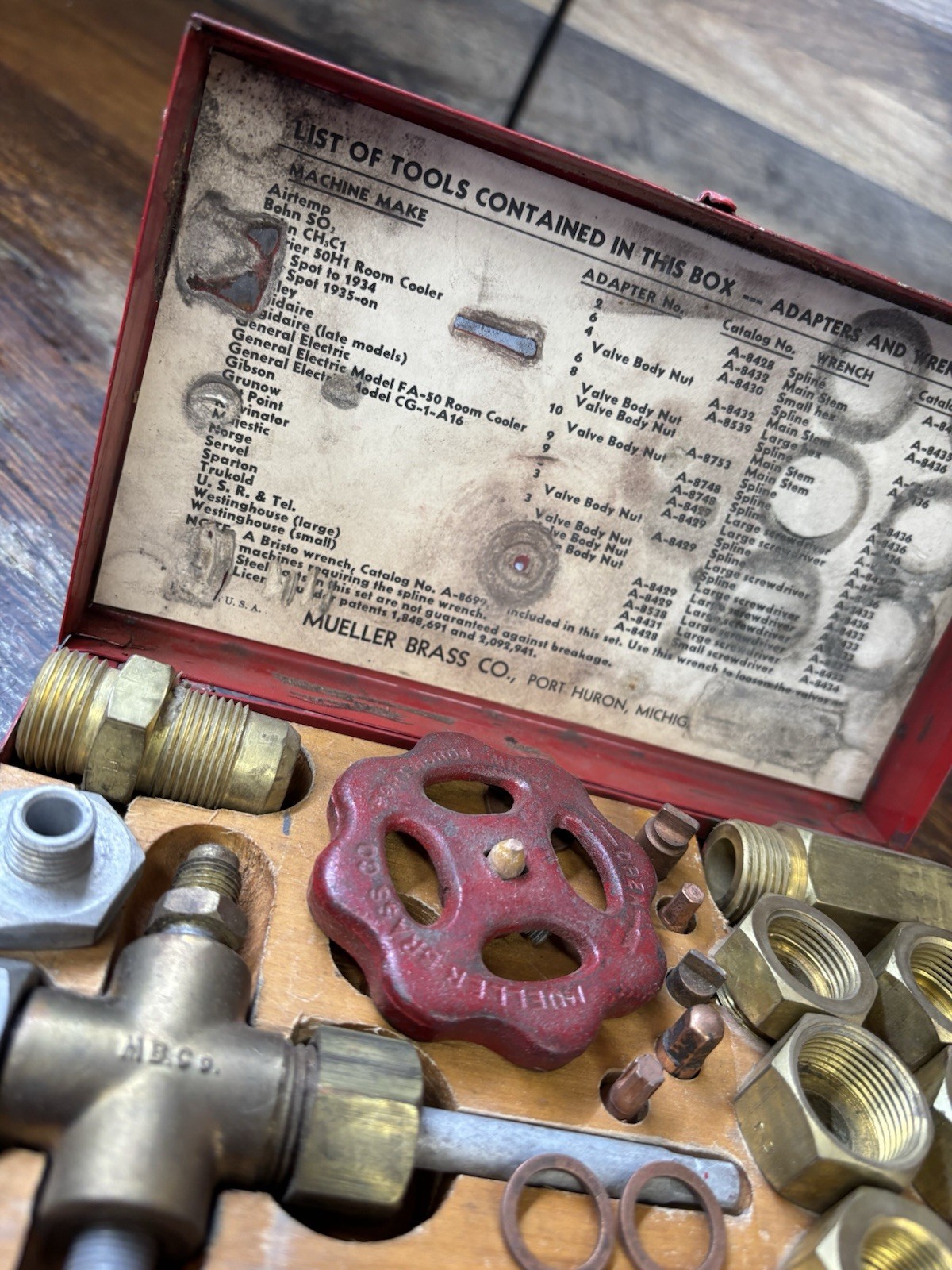 Vintage 1940’s Mueller Brass Charging Purging Refrigeration Valve Kit USA
